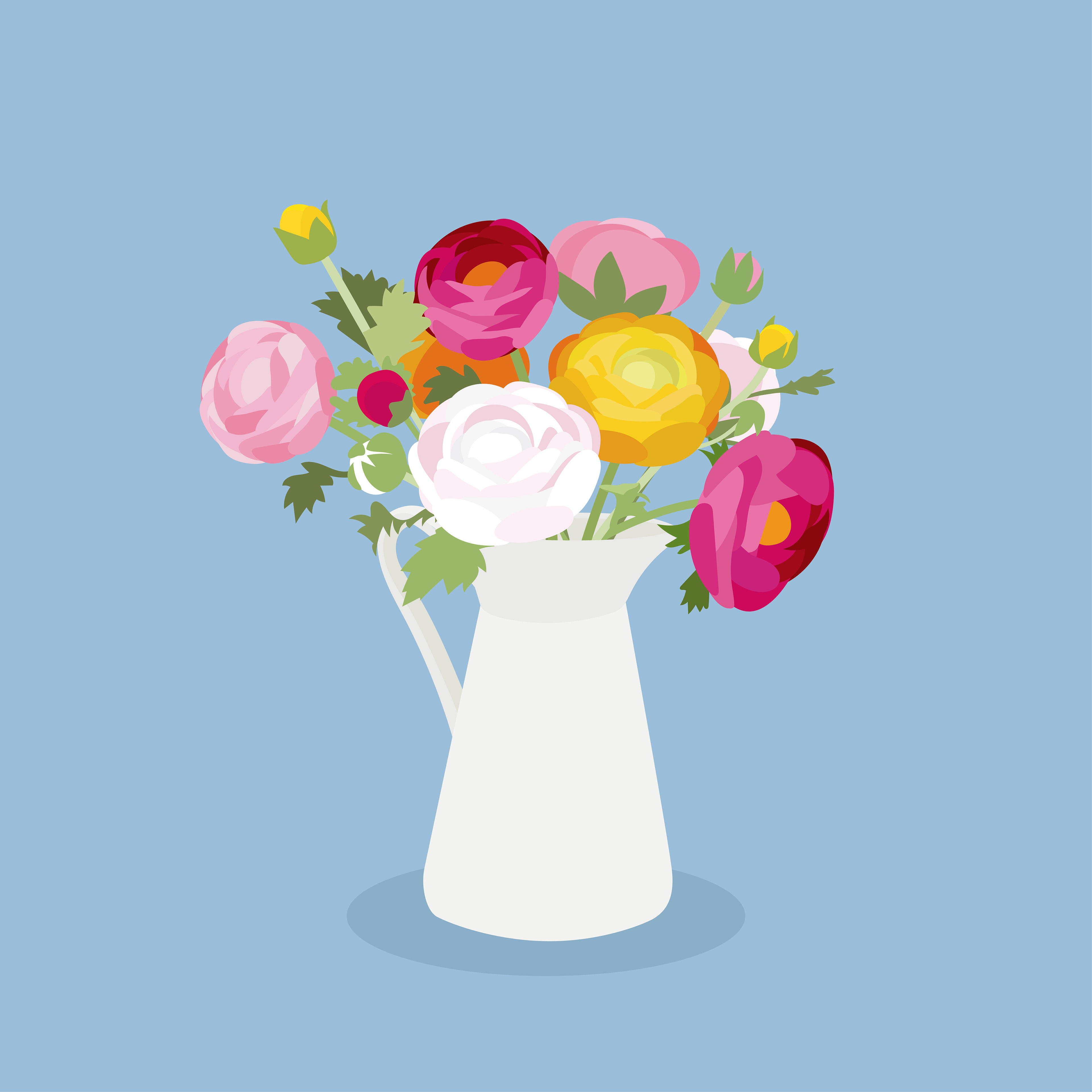 Vase mit Ranunkeln