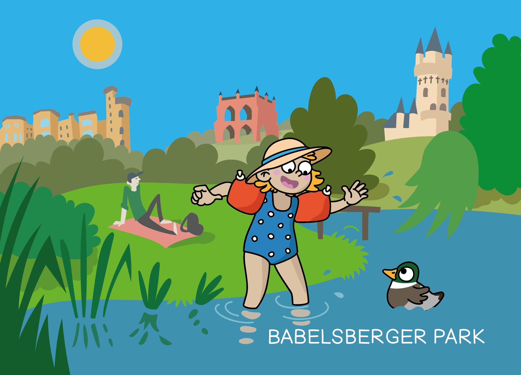 Kinderpostkarte Potsdam - Babelsberger Park