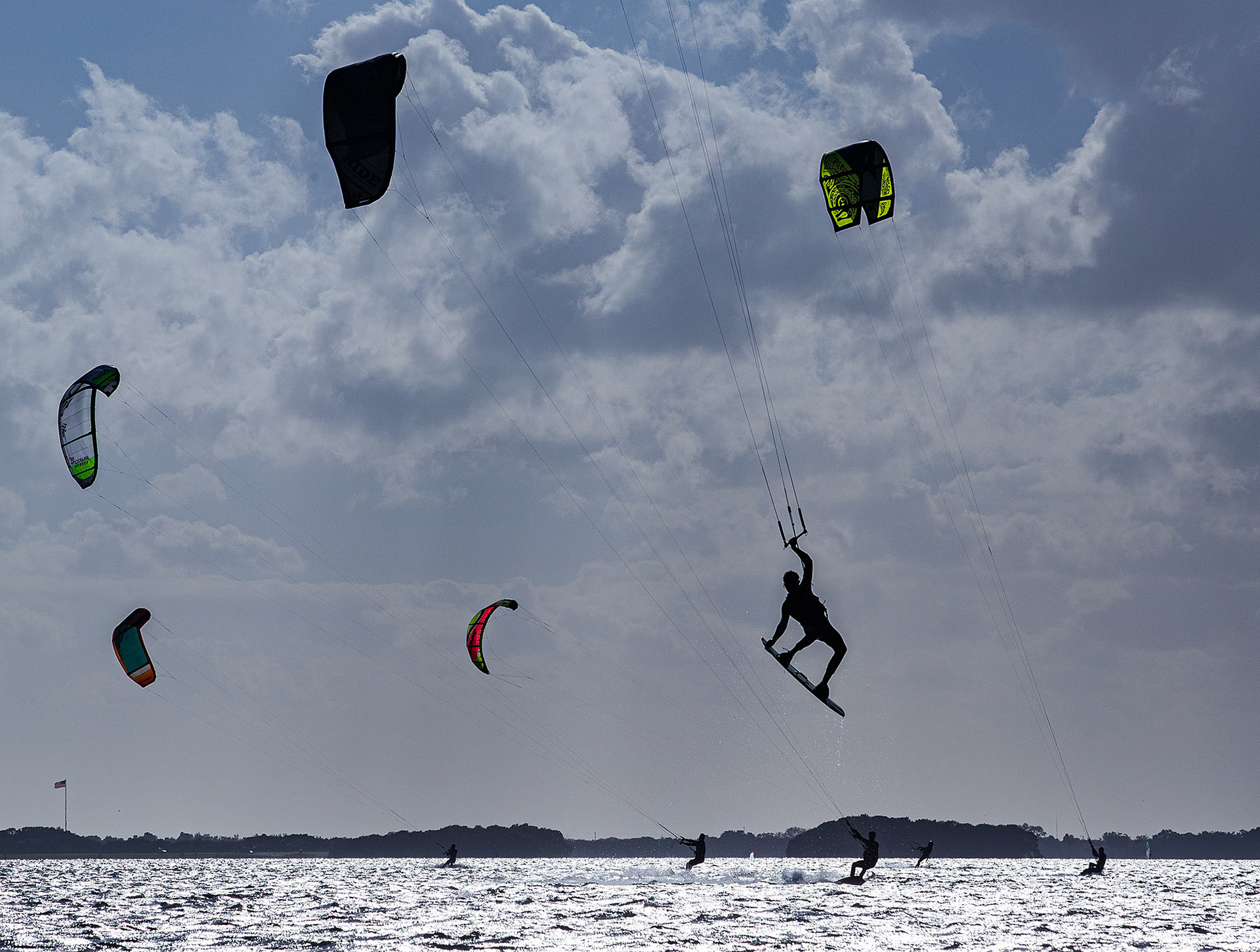 Getting air while kite surfing. (St. Petersburg, FL)