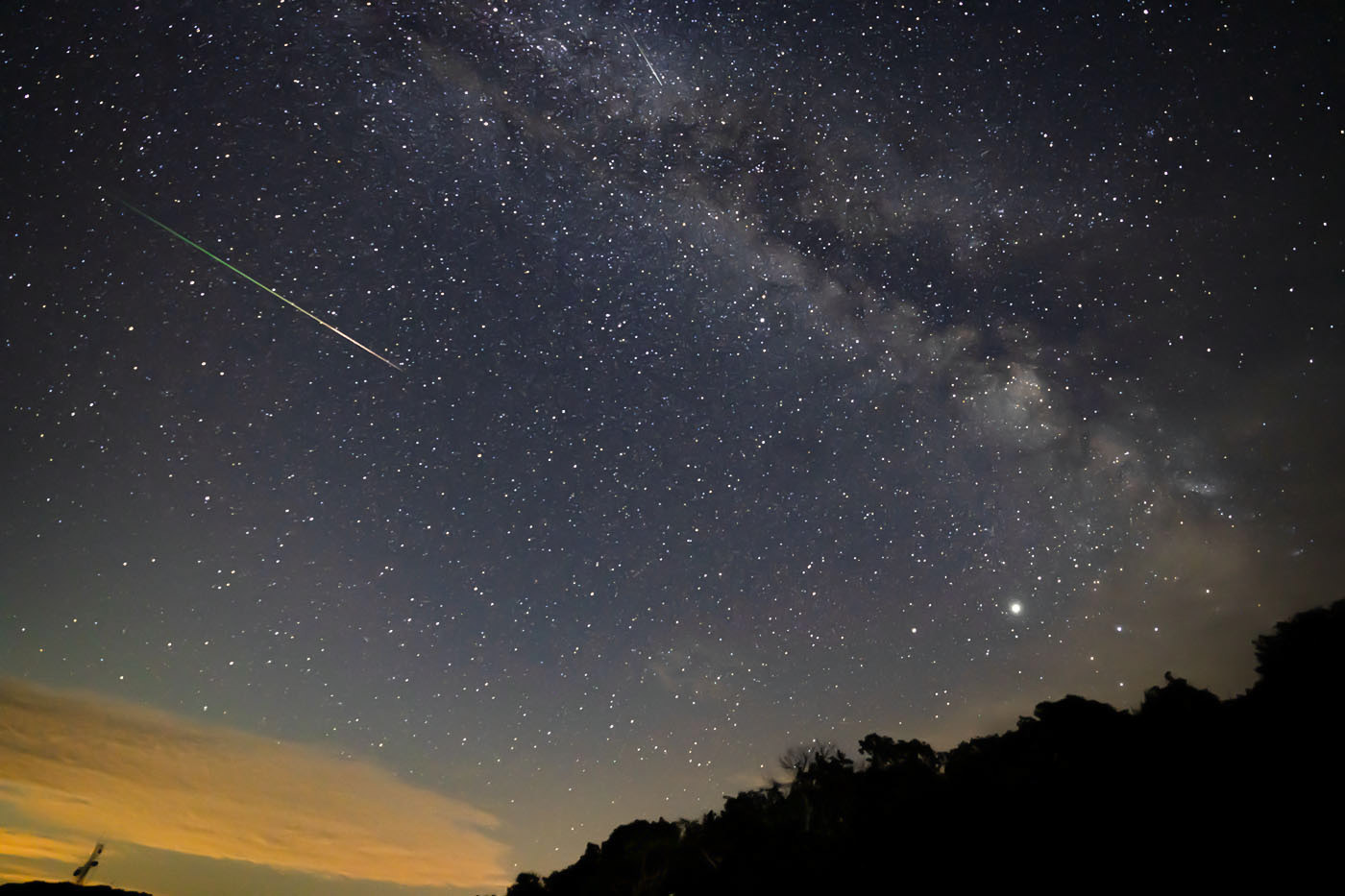 Perseid meteors and the Milky Way. (Shenandoah National Park, VA)