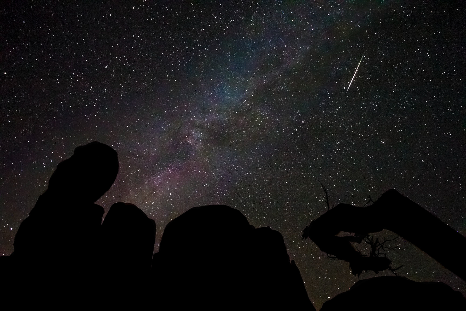 Perseid meteor and the Milky Way. (Monument Valley, AZ)