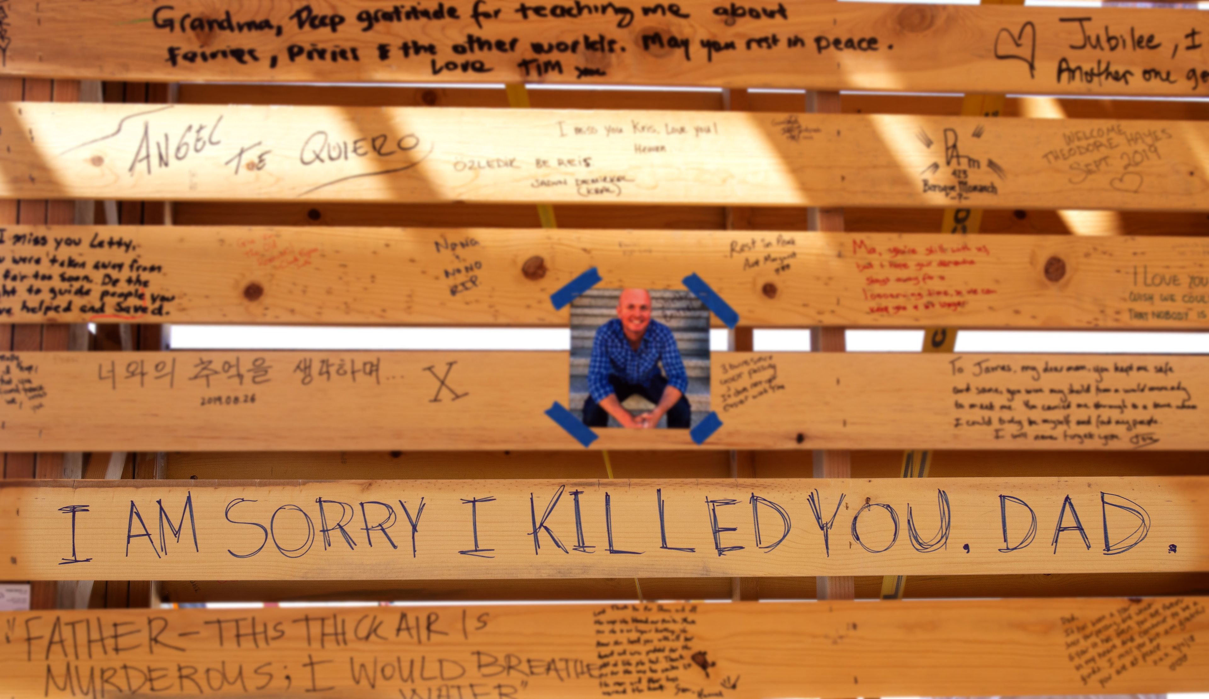 Messages are left, mostly for people who have passed away. The Temple and everything within is burned in celebration on the last day of Burning Man.