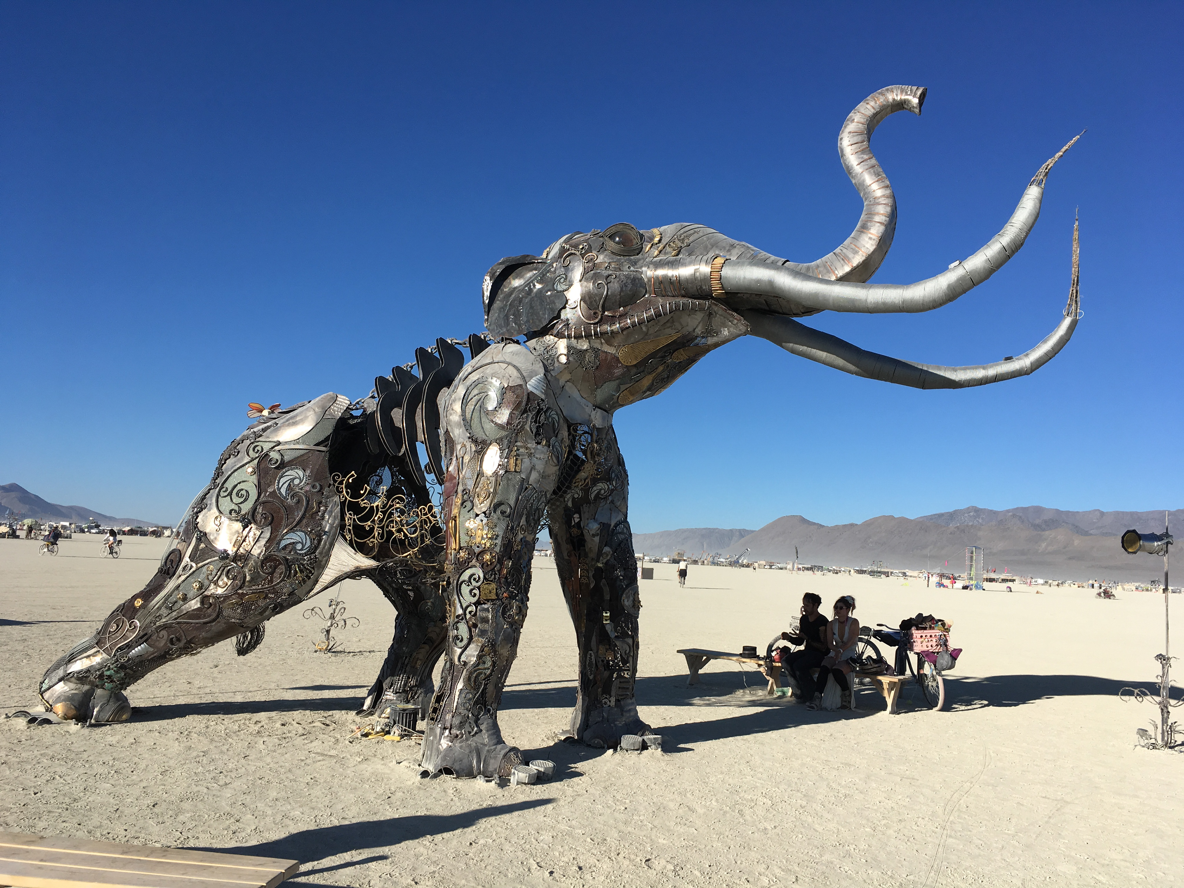 This Mammoth art installation was made by a girl scout entirely of discarded material found at a dump site.