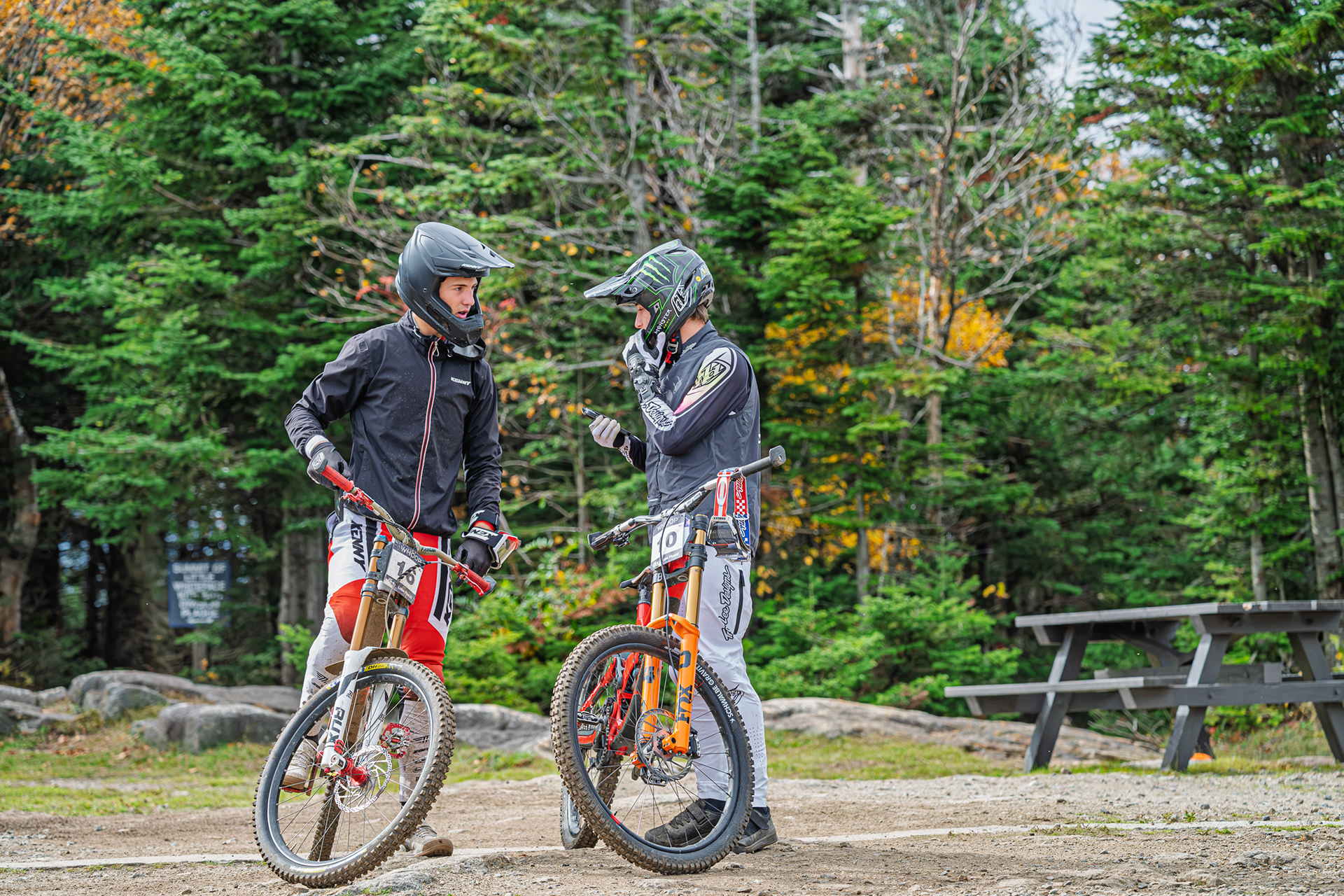 2026 UCI Downhill World Cup Two Riders Preparing To Ride Down To The Start Gate