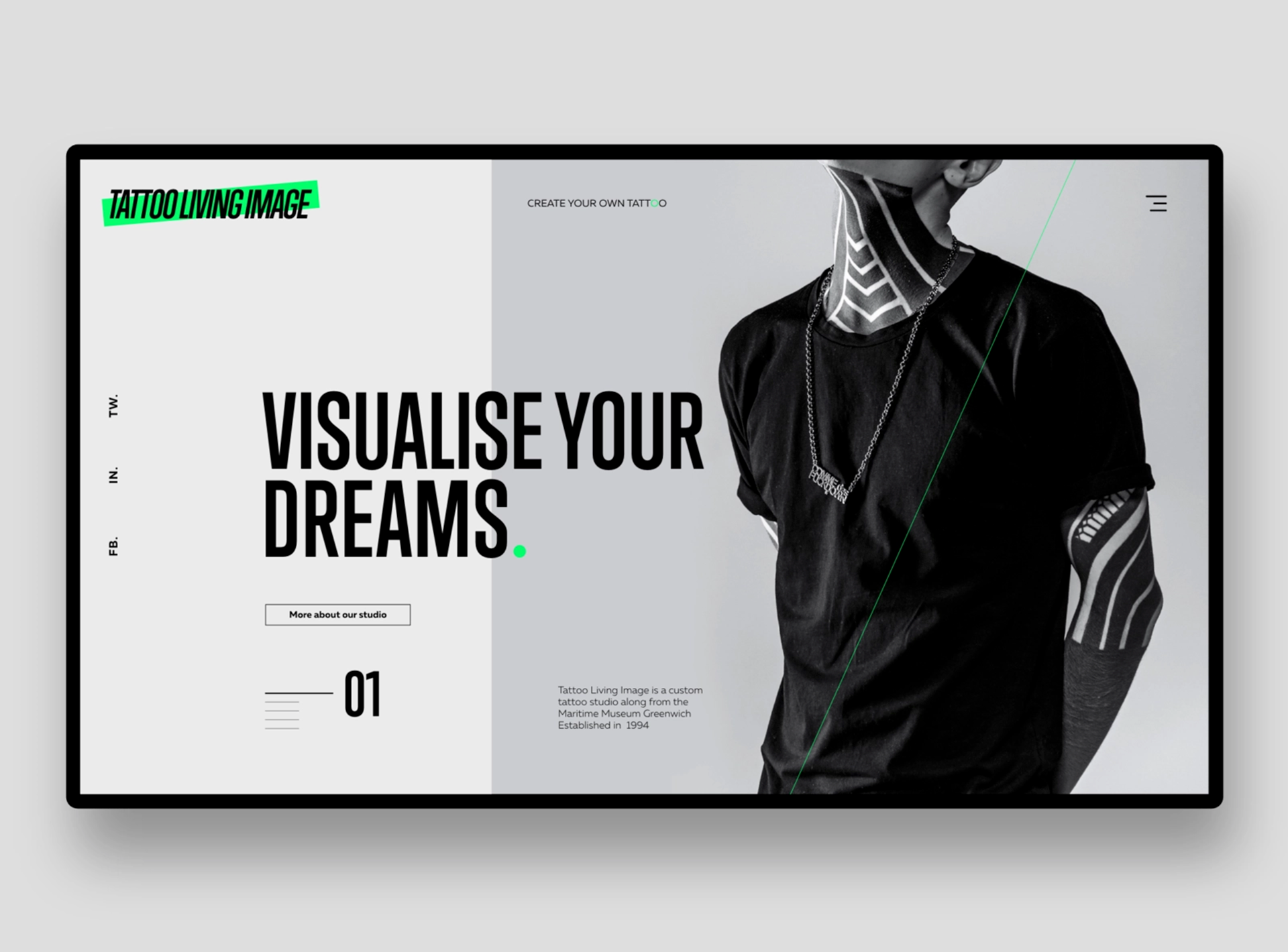 Home Page UI Layout "Tatoo Living Image"