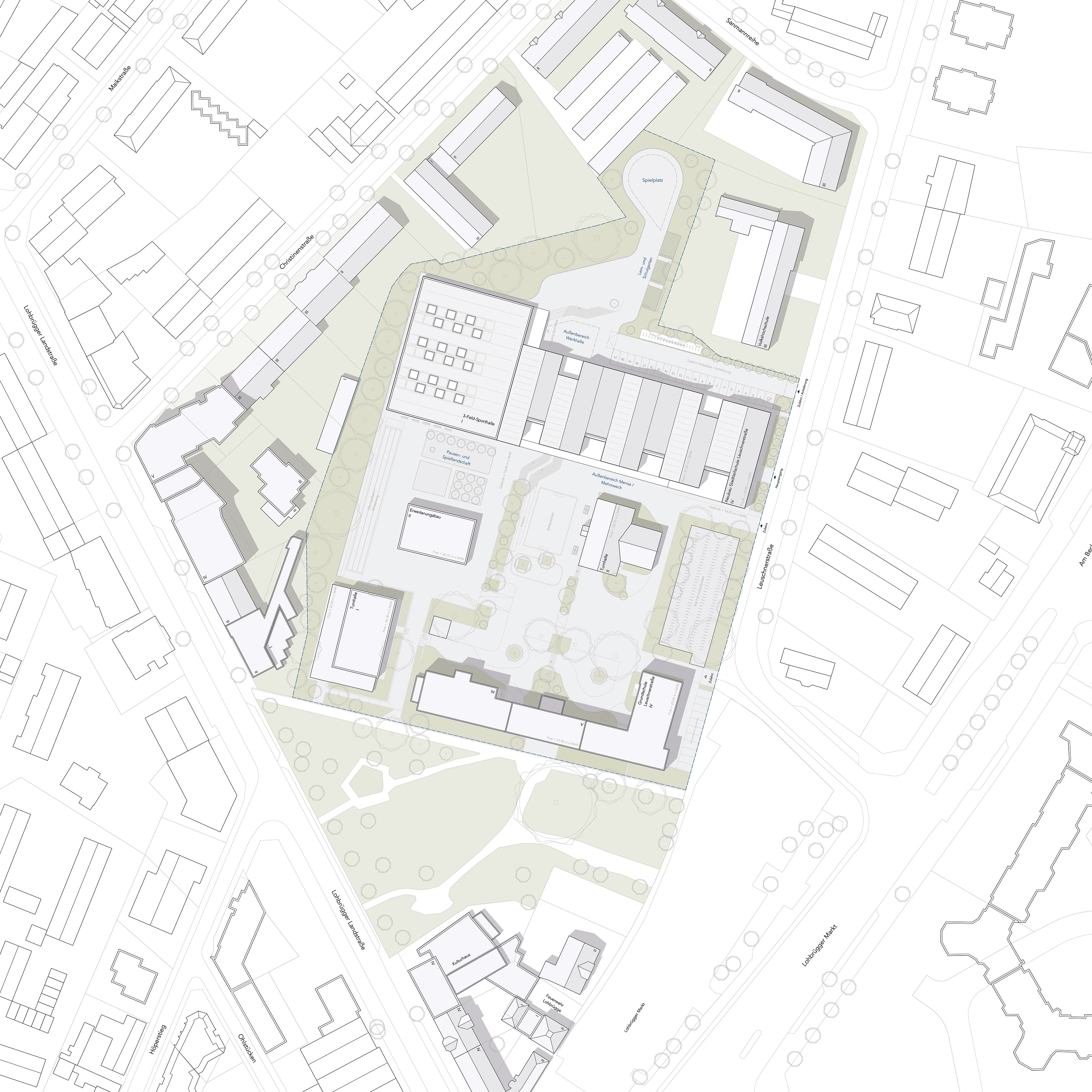 Architekt, Hamburg, Lageplan Stadtteilschule Leuschnerstraße