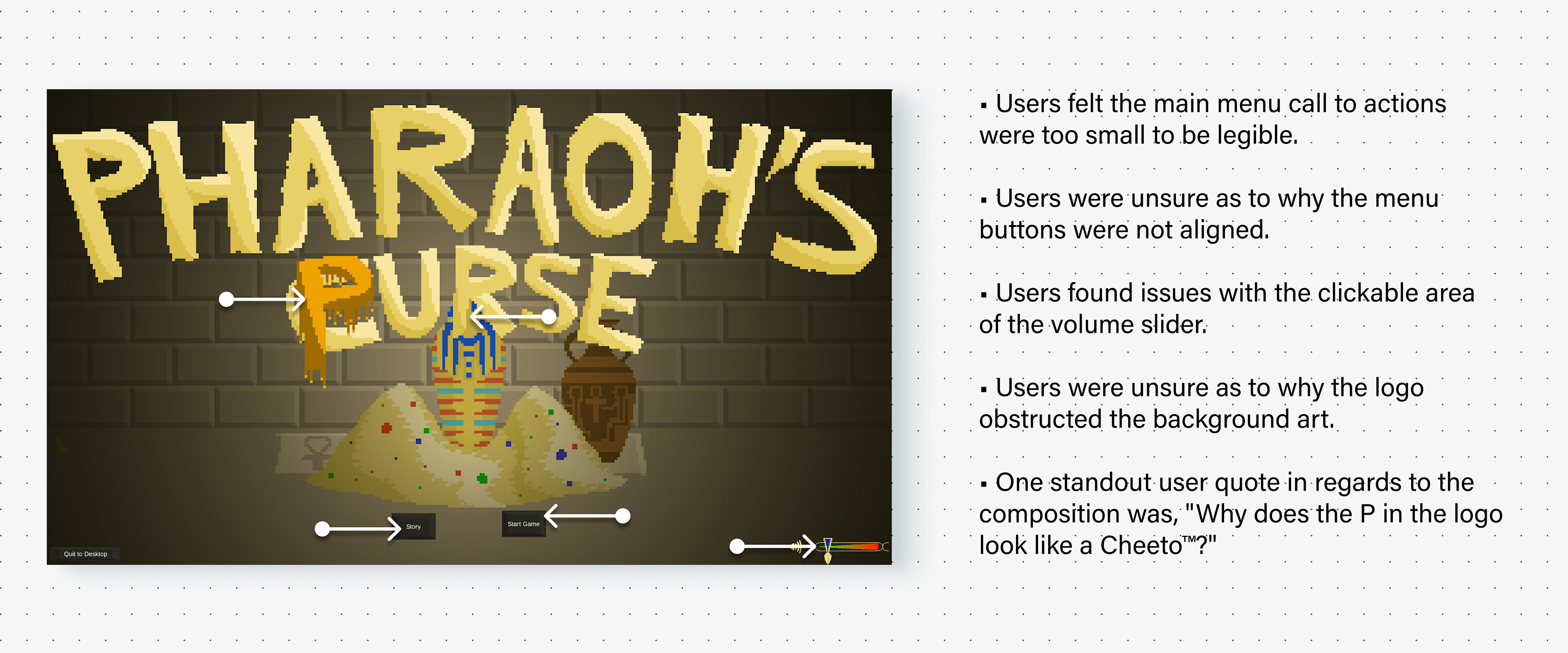 Initial menu screen. Font was too small and buttons were not aligned.