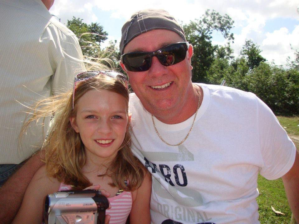 A young Allyssa and her Dad with the first camcorder she used to make films