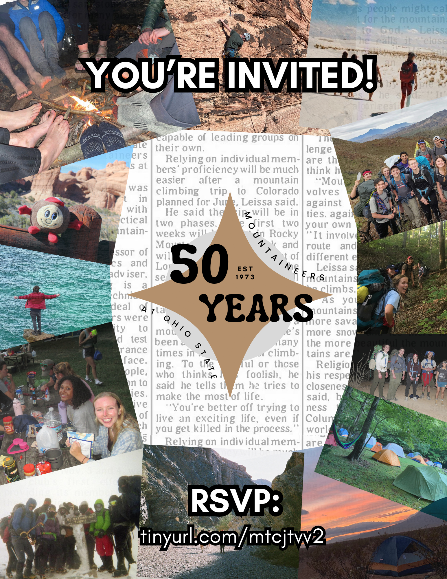 Flyer for 50th Anniversary of the Mountaineers at Ohio State (of which I was President and Vice President).