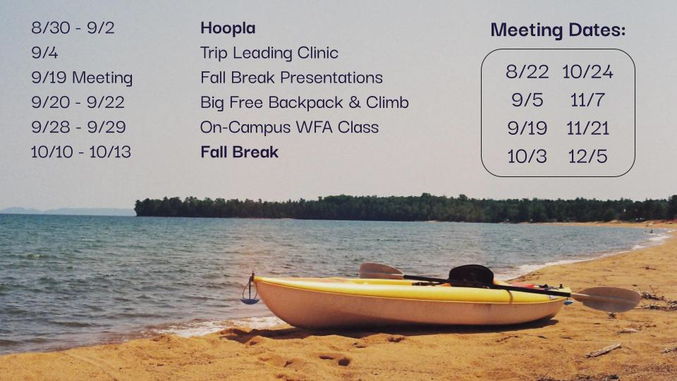 Regularly updated calendar for the Mountaineers. Photo by Jack Knellinger.