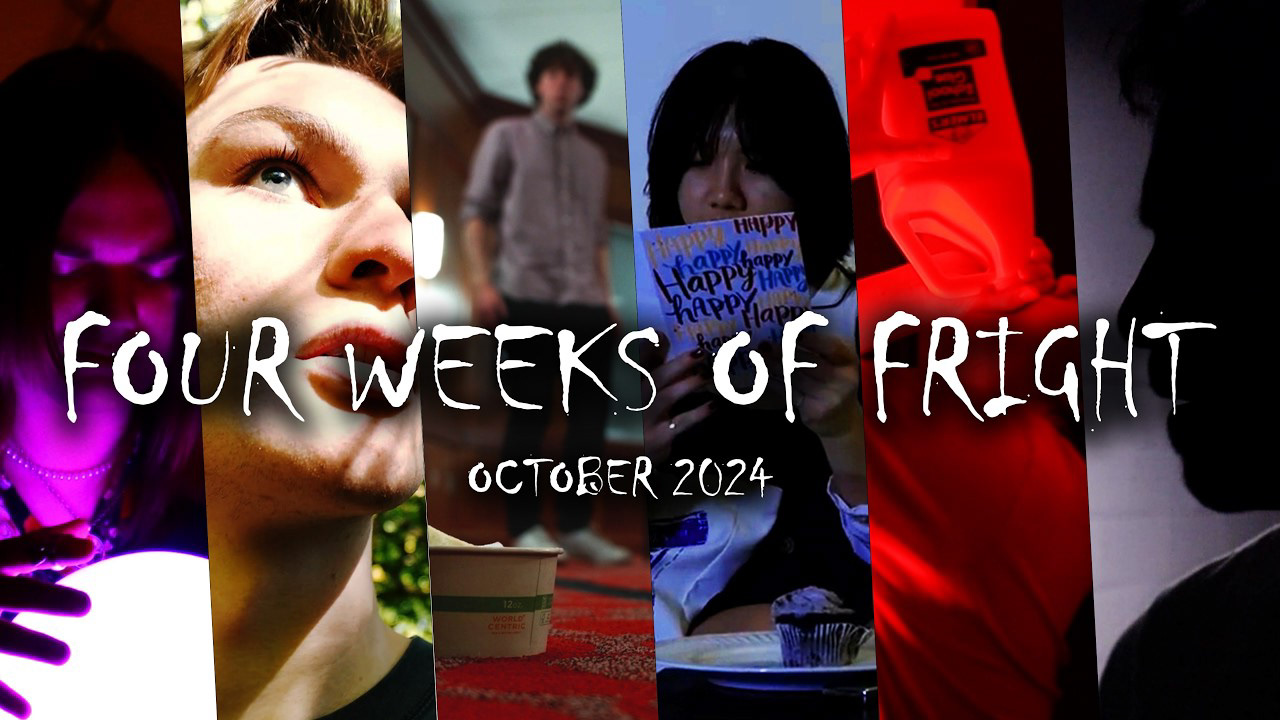 Playlist thumbnail for short film challenge, Four Weeks of Fright (Mad Royal Film Society, 2024).