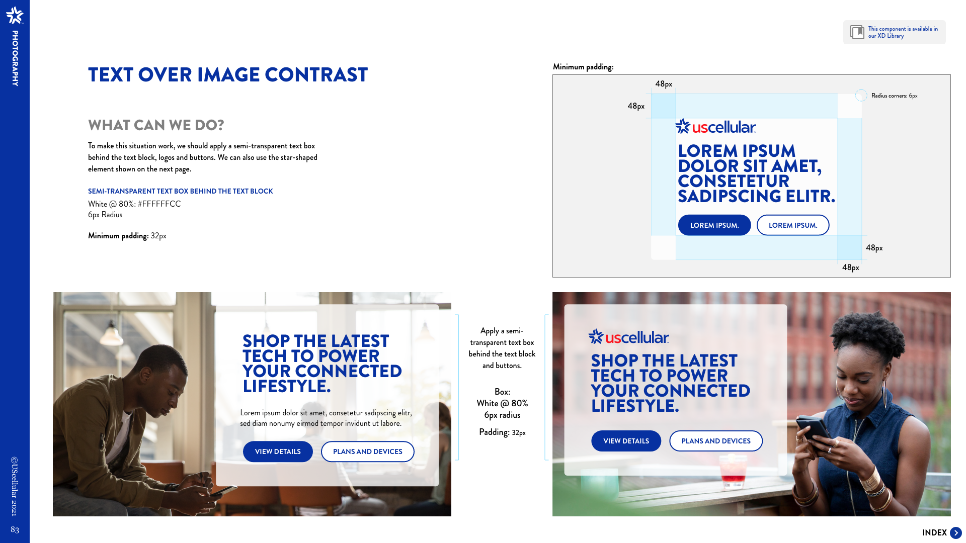 Using text over images