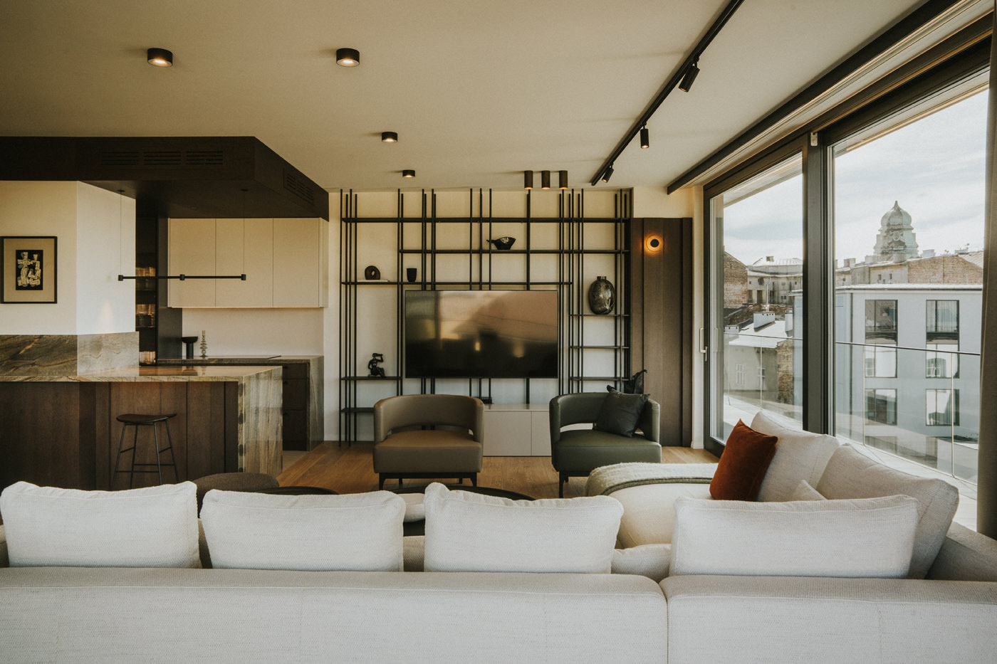 Apartament Kraków, nowoczesny design, widok na wawel, fotografia wnętrz, nowoczesna kuchnia