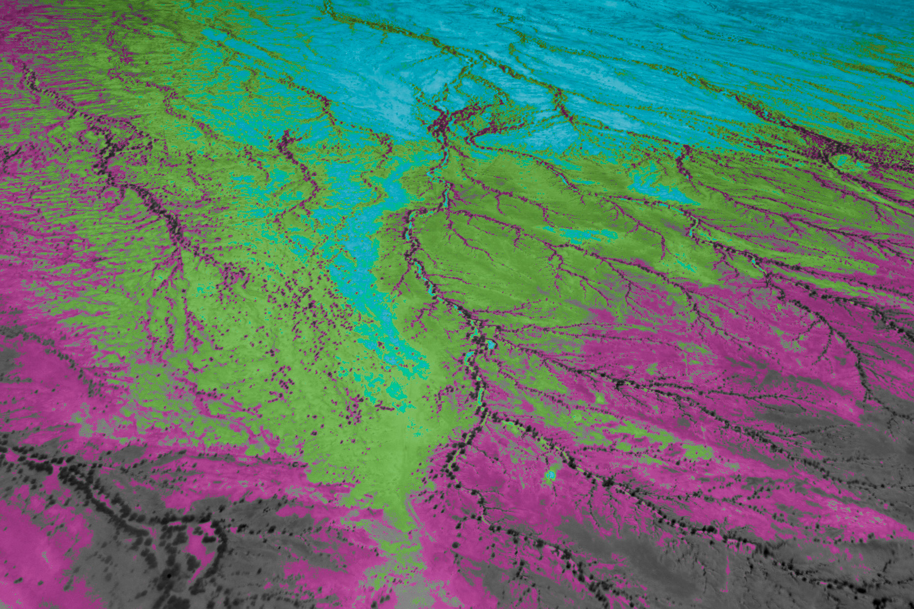 Turkana landscape seen from an airplane above.