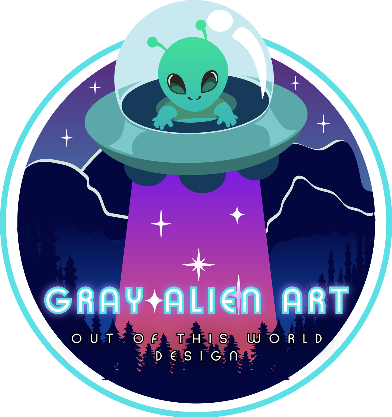 gray alien art logo