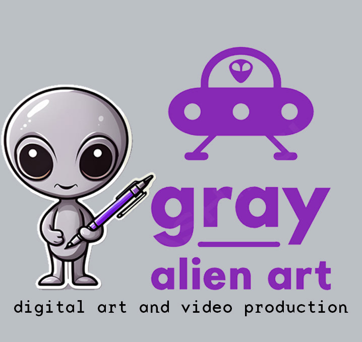 gray alien art logo