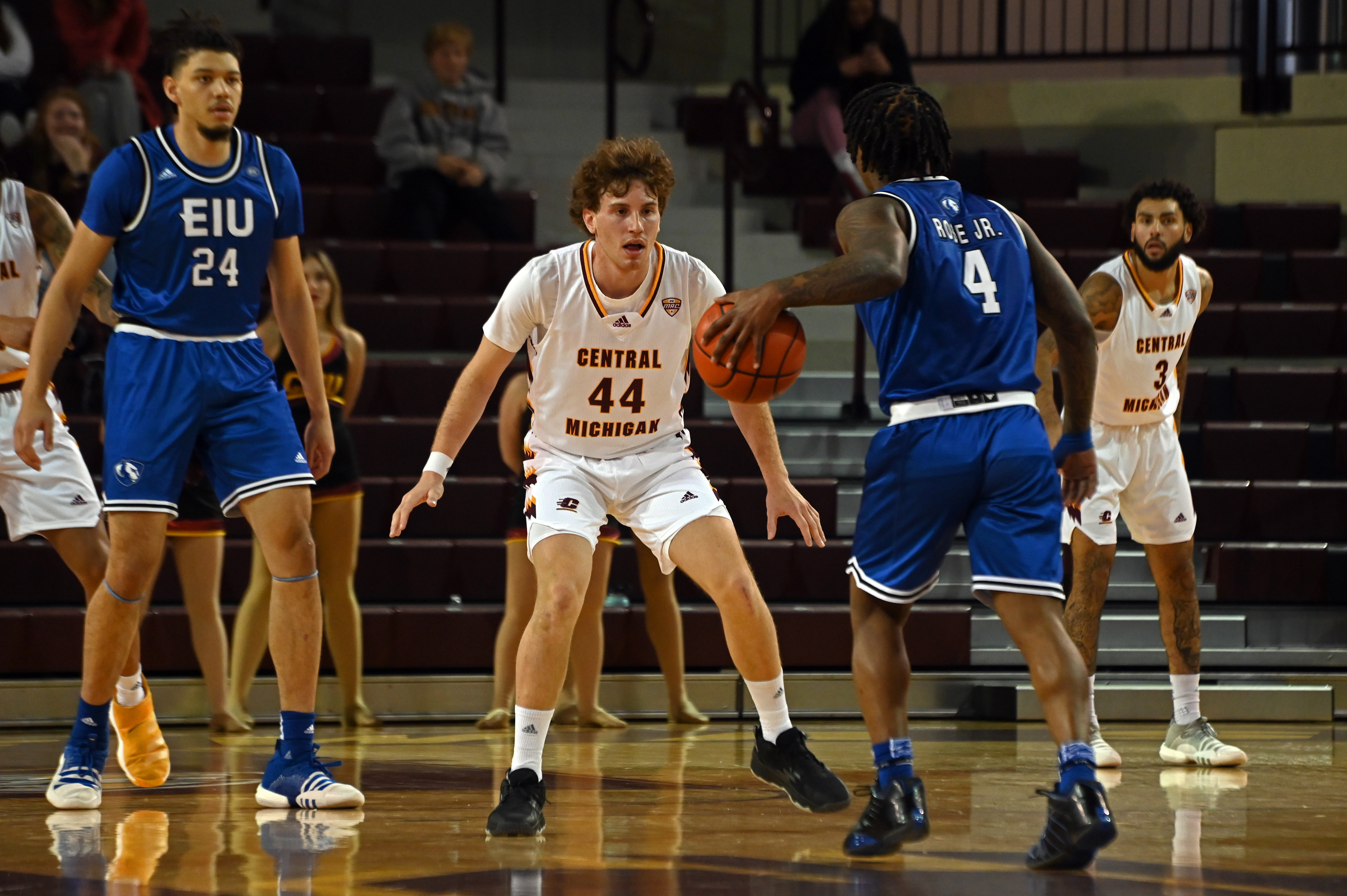 Freshman guard Max Majerle plays defense during a game against Eastern Illinois Sunday, Nov. 13 in McGuirk Arena.
