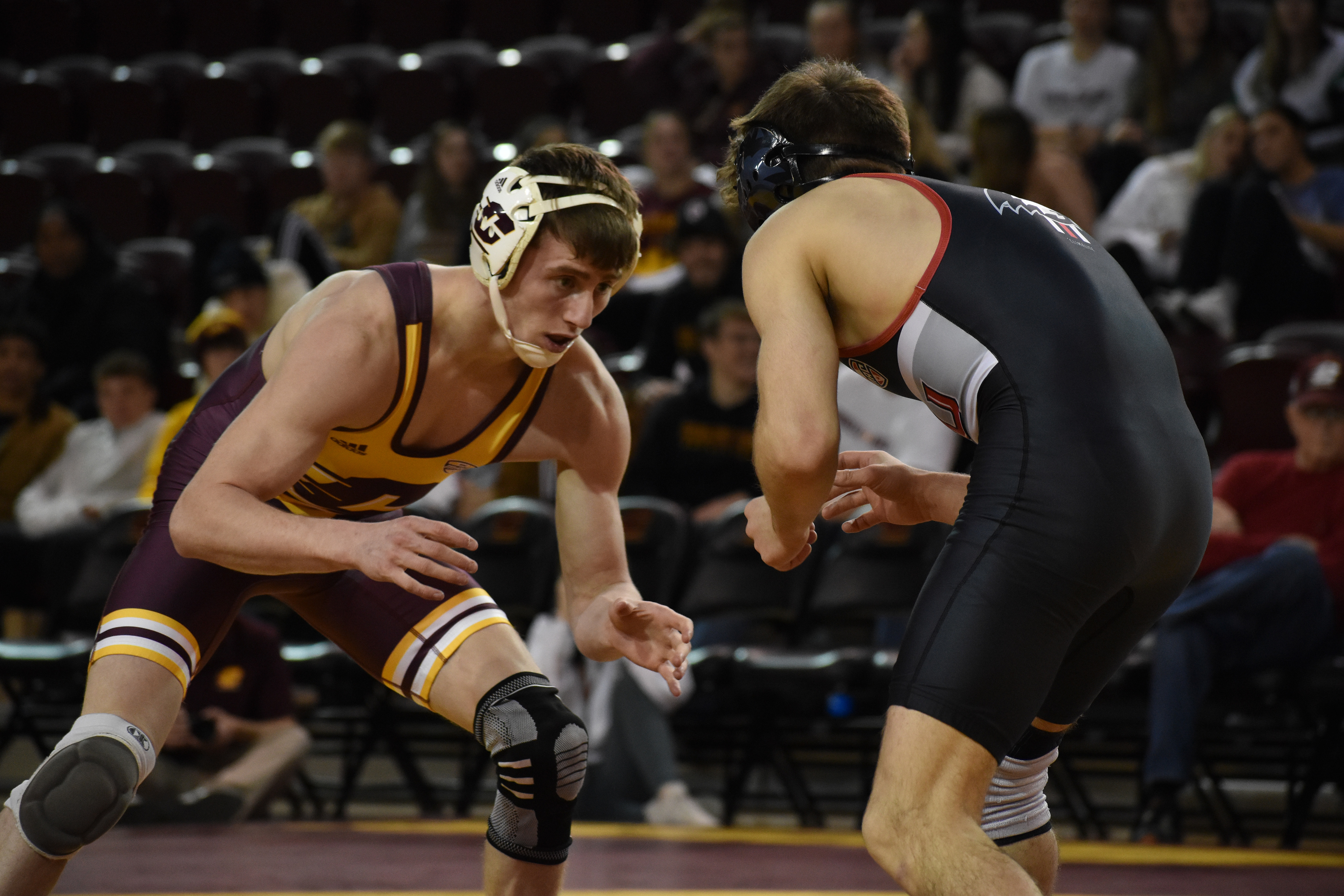 Lapeer junior Sean Spidle wrestles during a match against Northern Illinois University Friday, Jan. 13 in McGuirk Arena. Spidle was 4-7 going into the match.