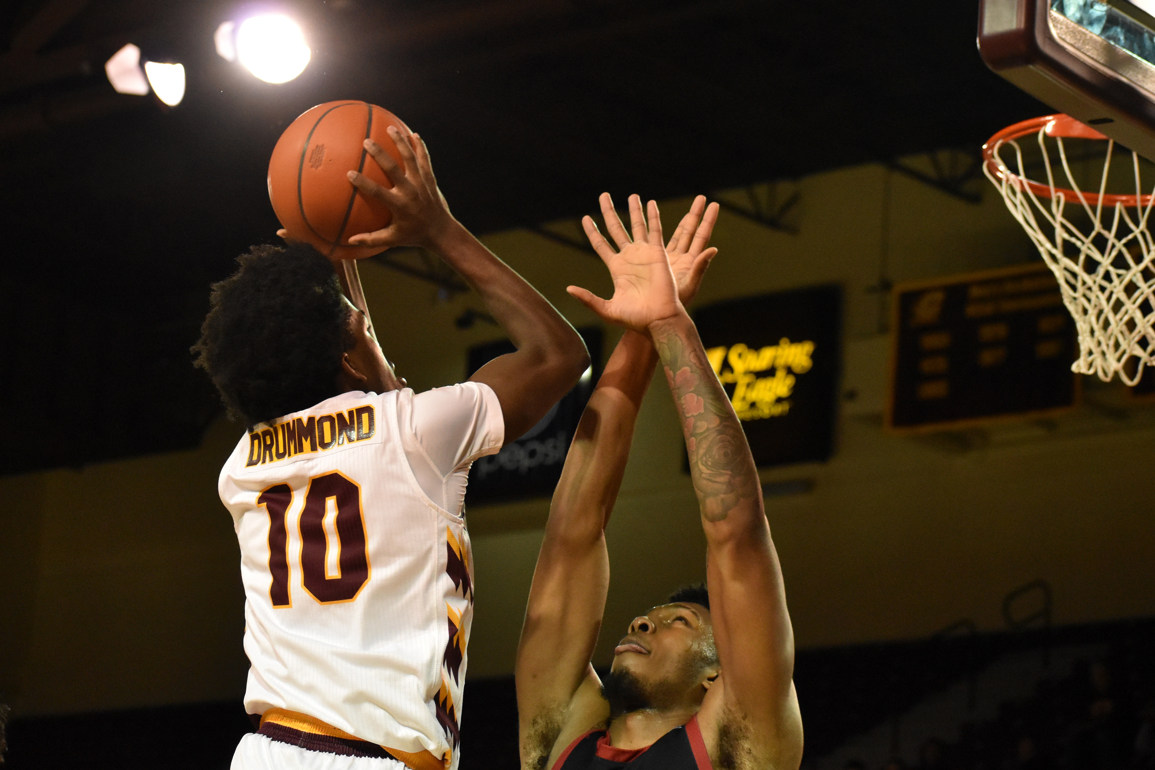 Freshman guard Amani Drummond shoots a jumper during a game against Northern Illinois Saturday, Feb. 25 in McGuirk Arena. Drummond had two rebounds and one assist.