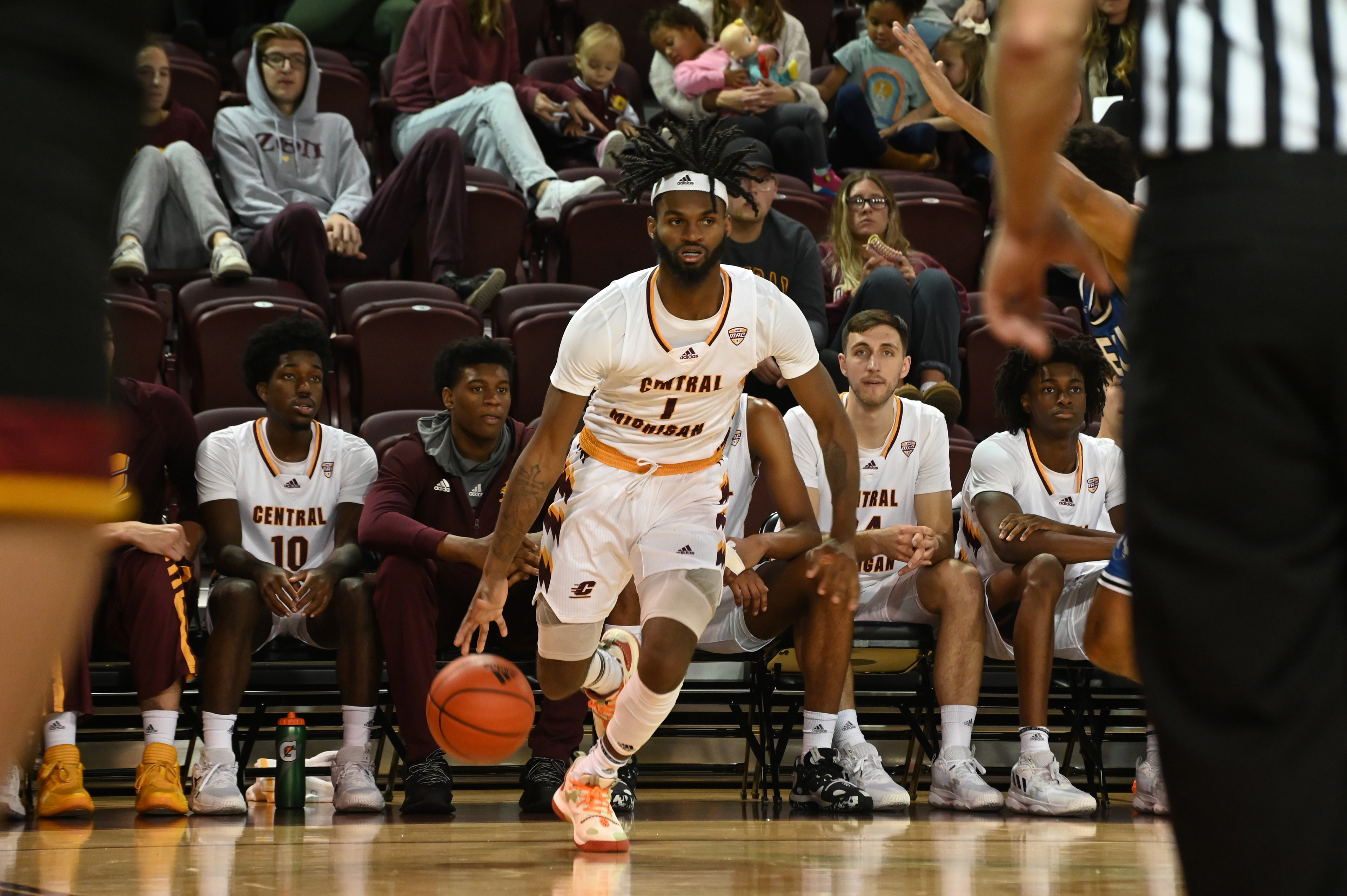 Freshman guard Reggie Bass drives to the basket during a game against Eastern Illinois Sunday, Nov. 13 in McGuirk Arena.