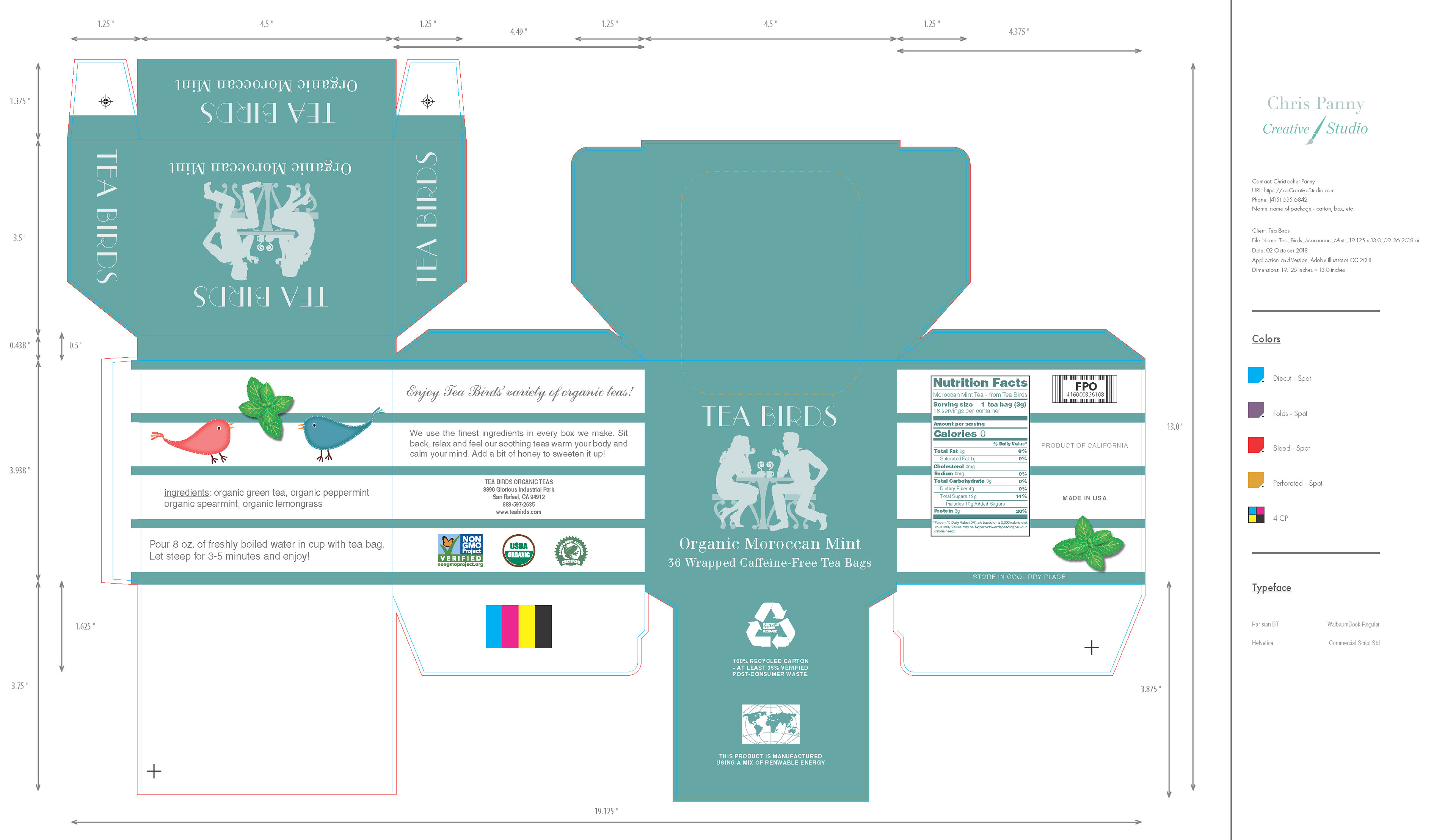 package design for organic mint tea box