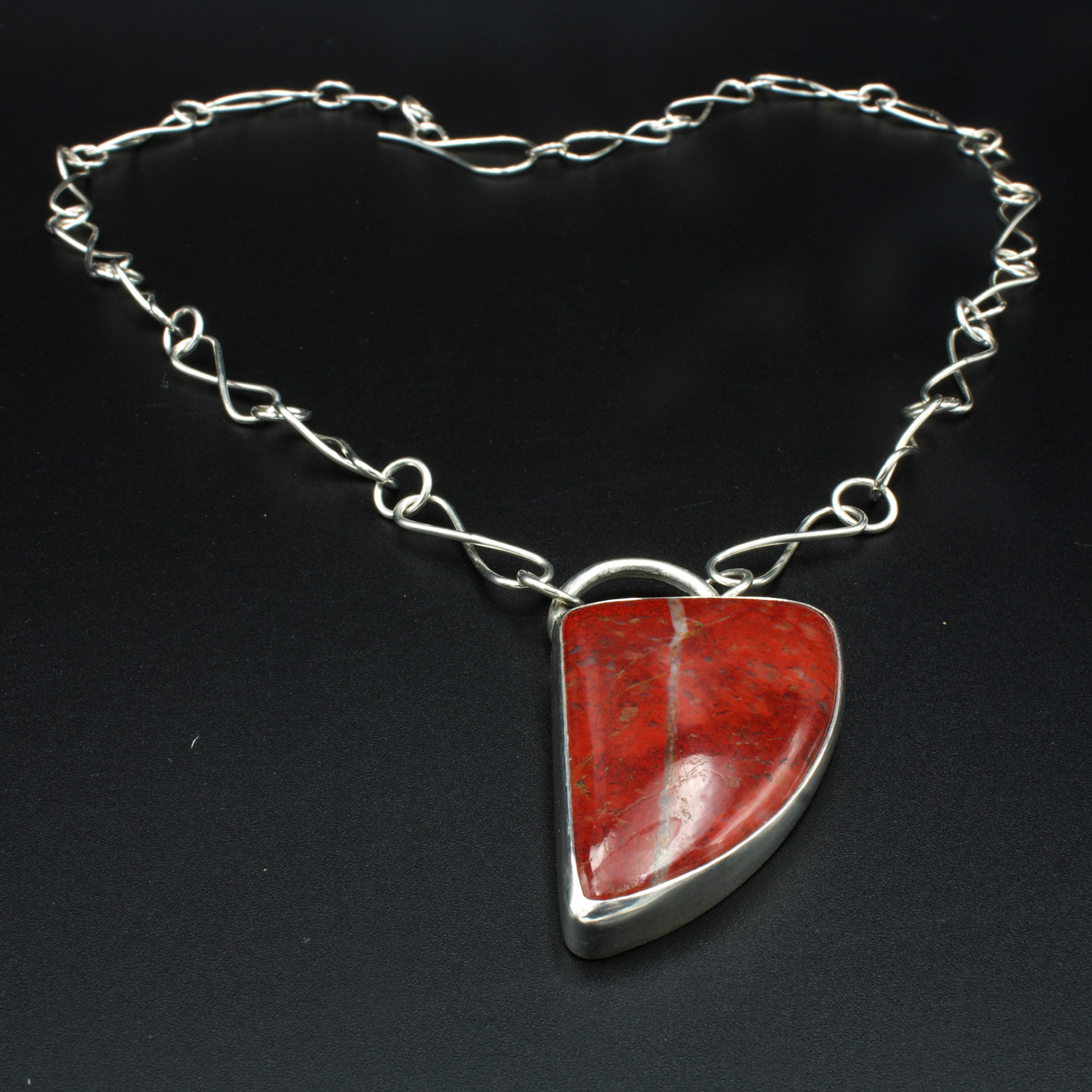 Sterling silver necklace with jasper pendant