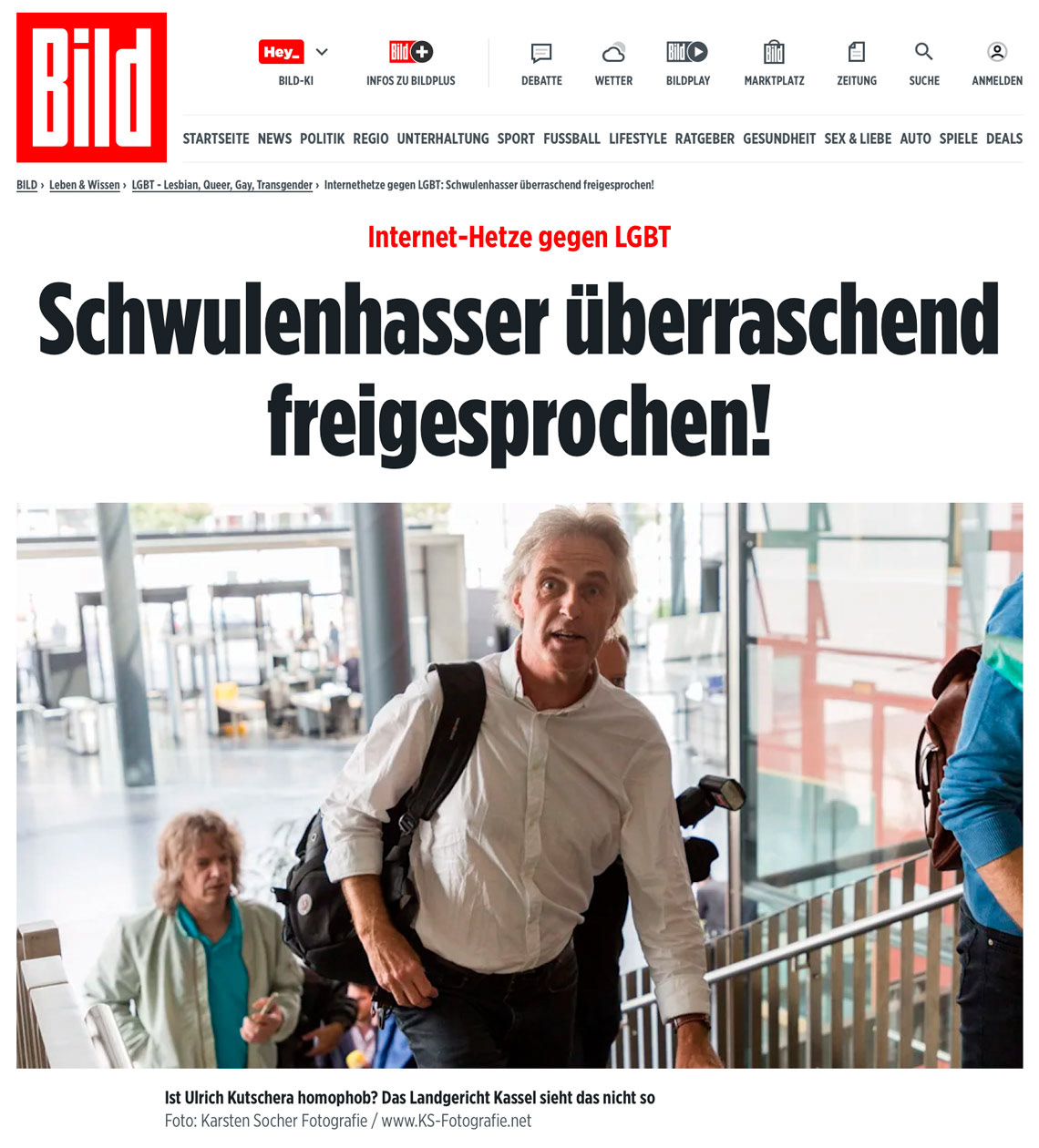 „Internet-Hetze gegen LGBT: Schwulenhasser überraschend freigesprochen!”; BILD.de; 03. März 2021; Foto
