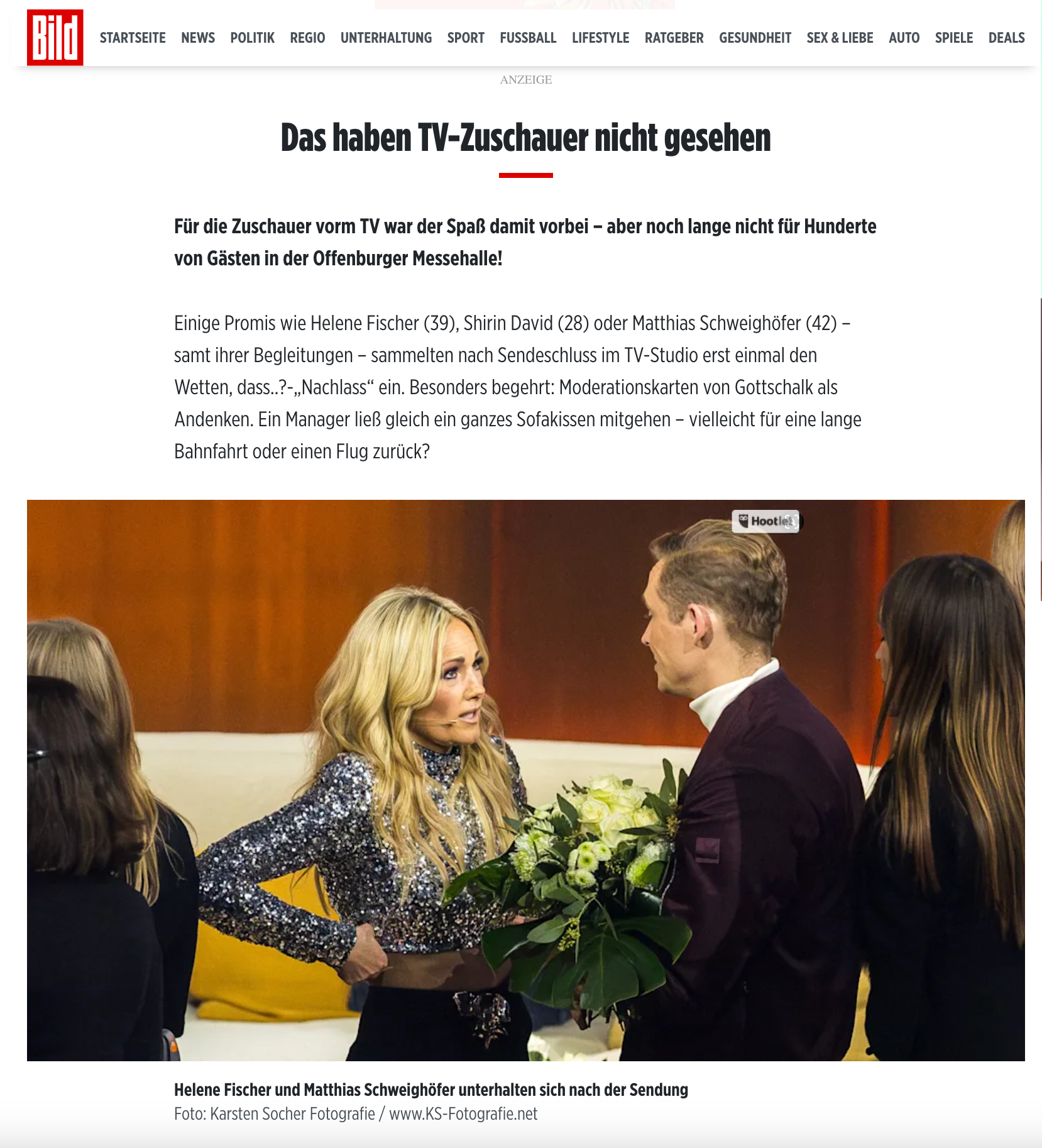 „Thommys geheime Abschieds-Party: Nachts um halb 2 kam plötzlich Samuel Koch”; BILD.de; 26. November 2023; Foto