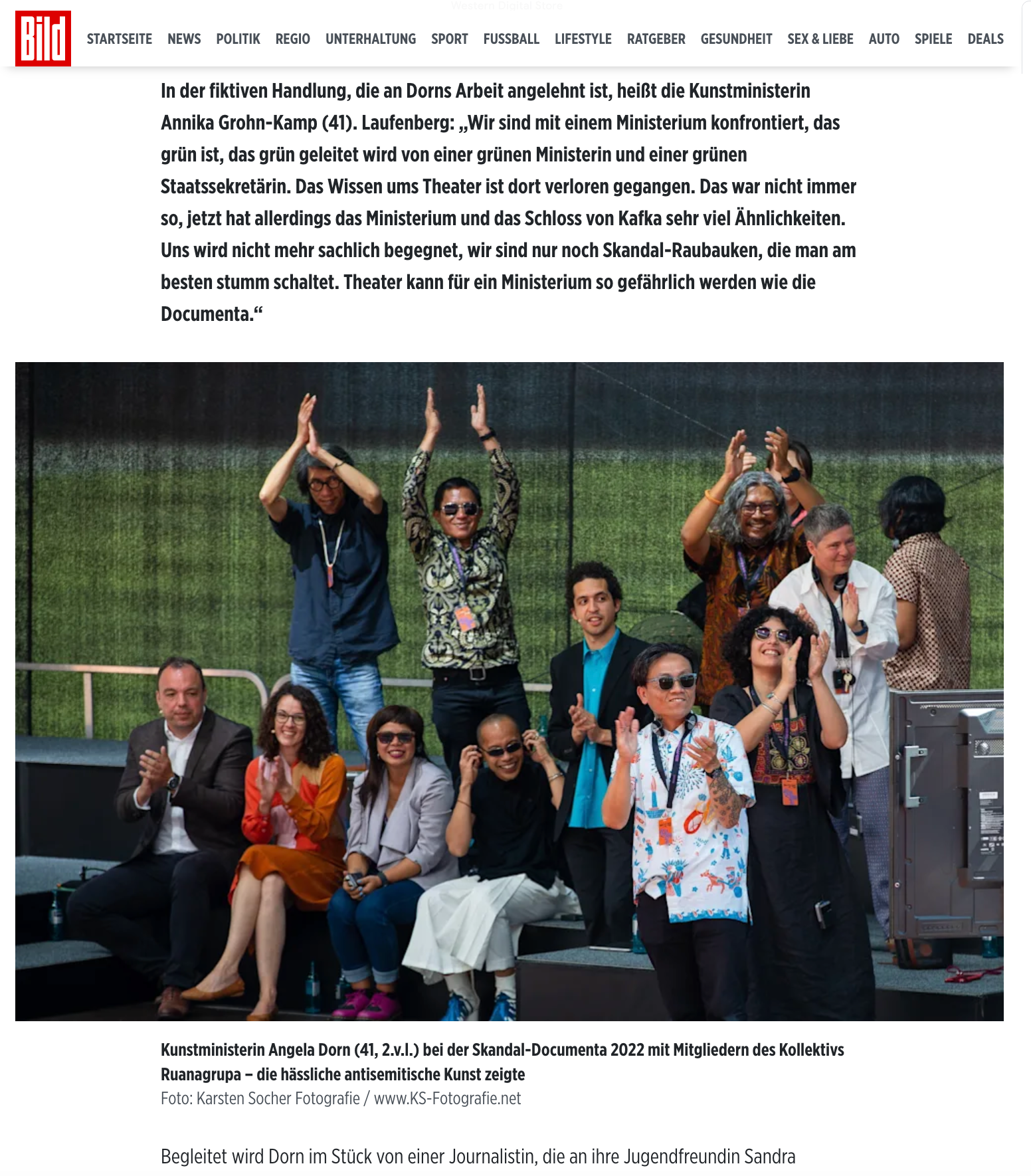 „Staatstheater rechnet mit grüner Kunstministerin ab!”; BILD Regionalausgabe Frankfurt Rhein-Main; 16. Juli 2023; Foto