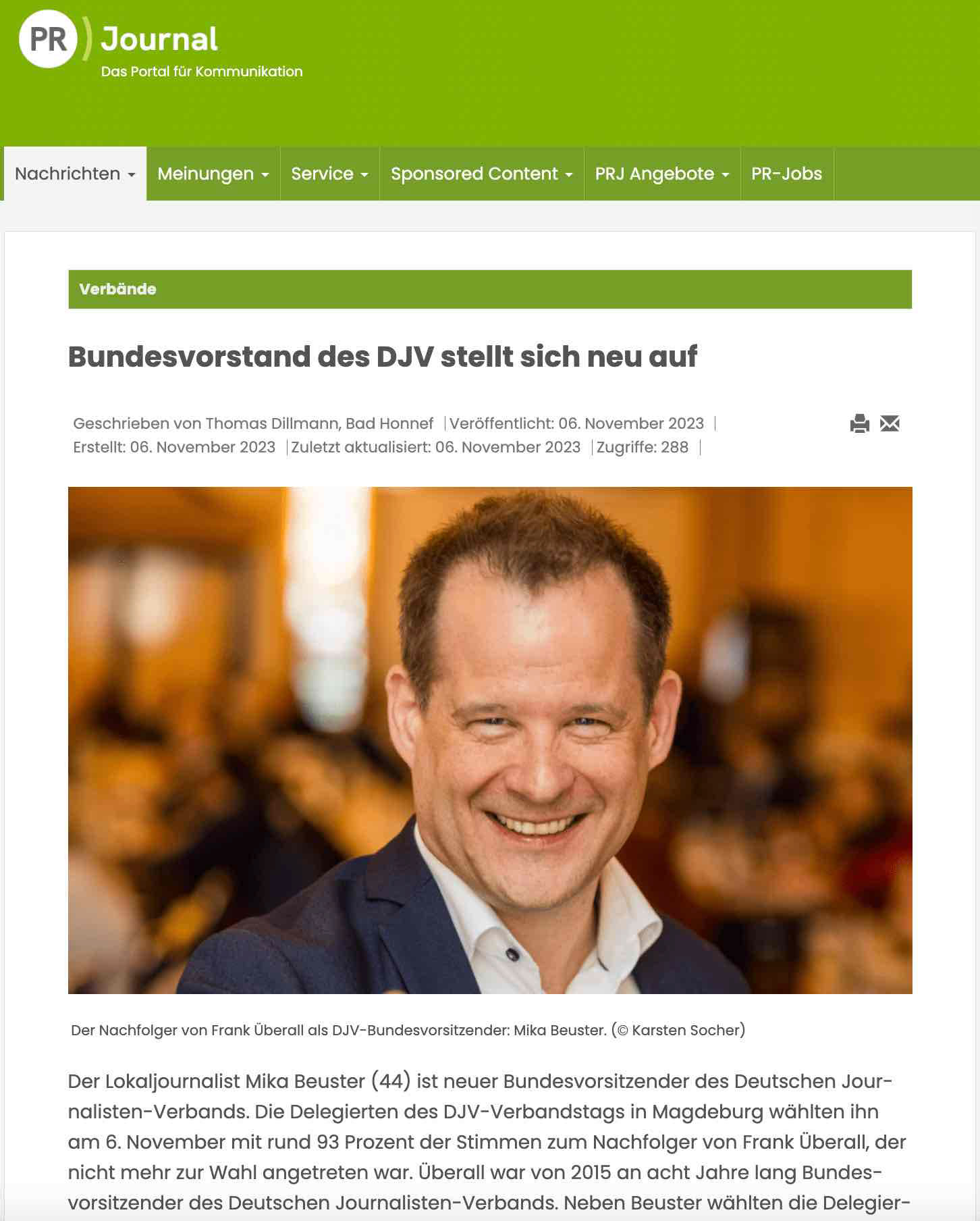 „Bundesvorstand des DJV stellt sich neu auf”; PR-Journal; 06. November 2023; Fotos