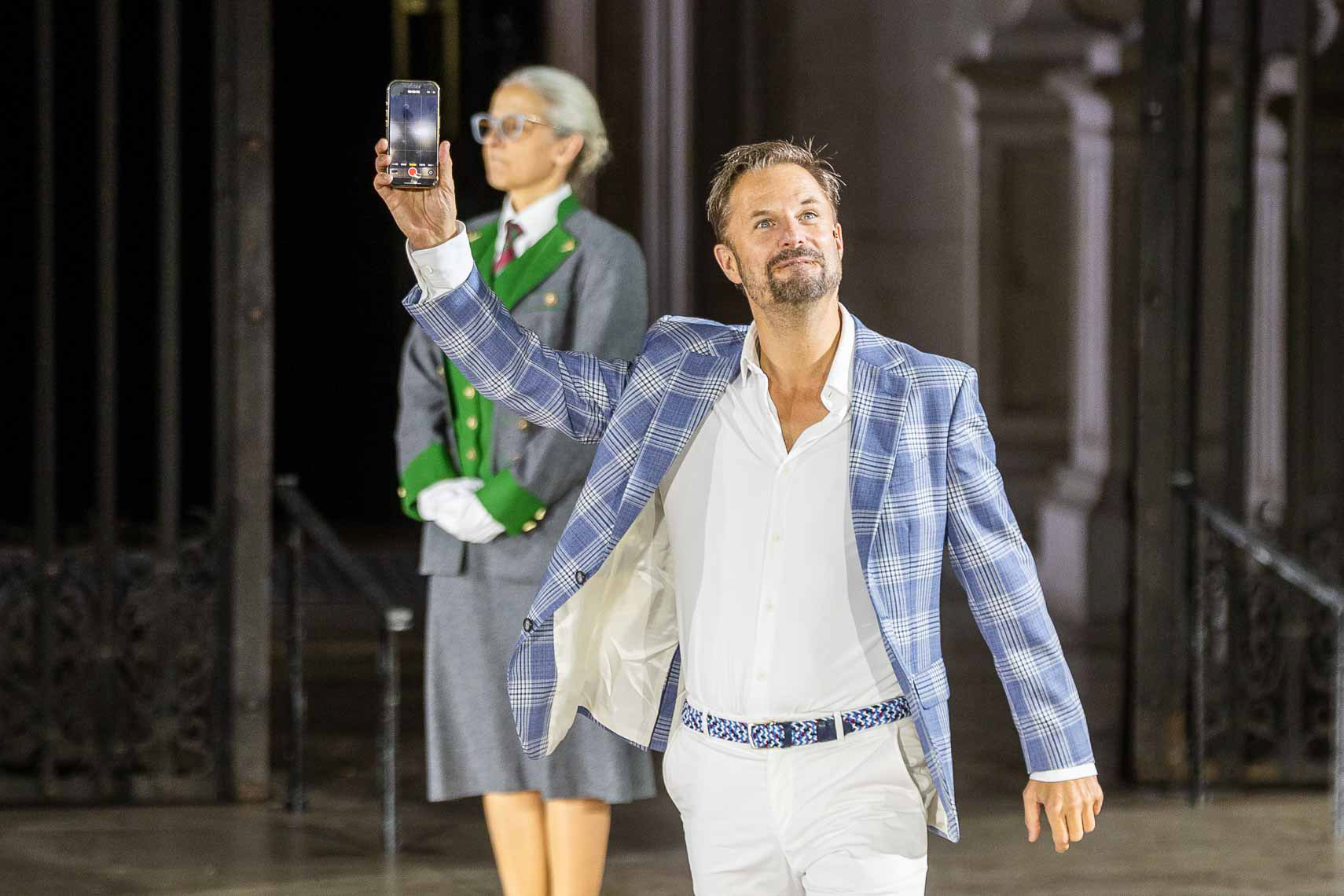 Philipp Hochmair (Jedermann) während der Generalprobe zu "Jedermann - Das Spiel vom Sterben des reichen Mannes" bei den Salzburger Festspielen