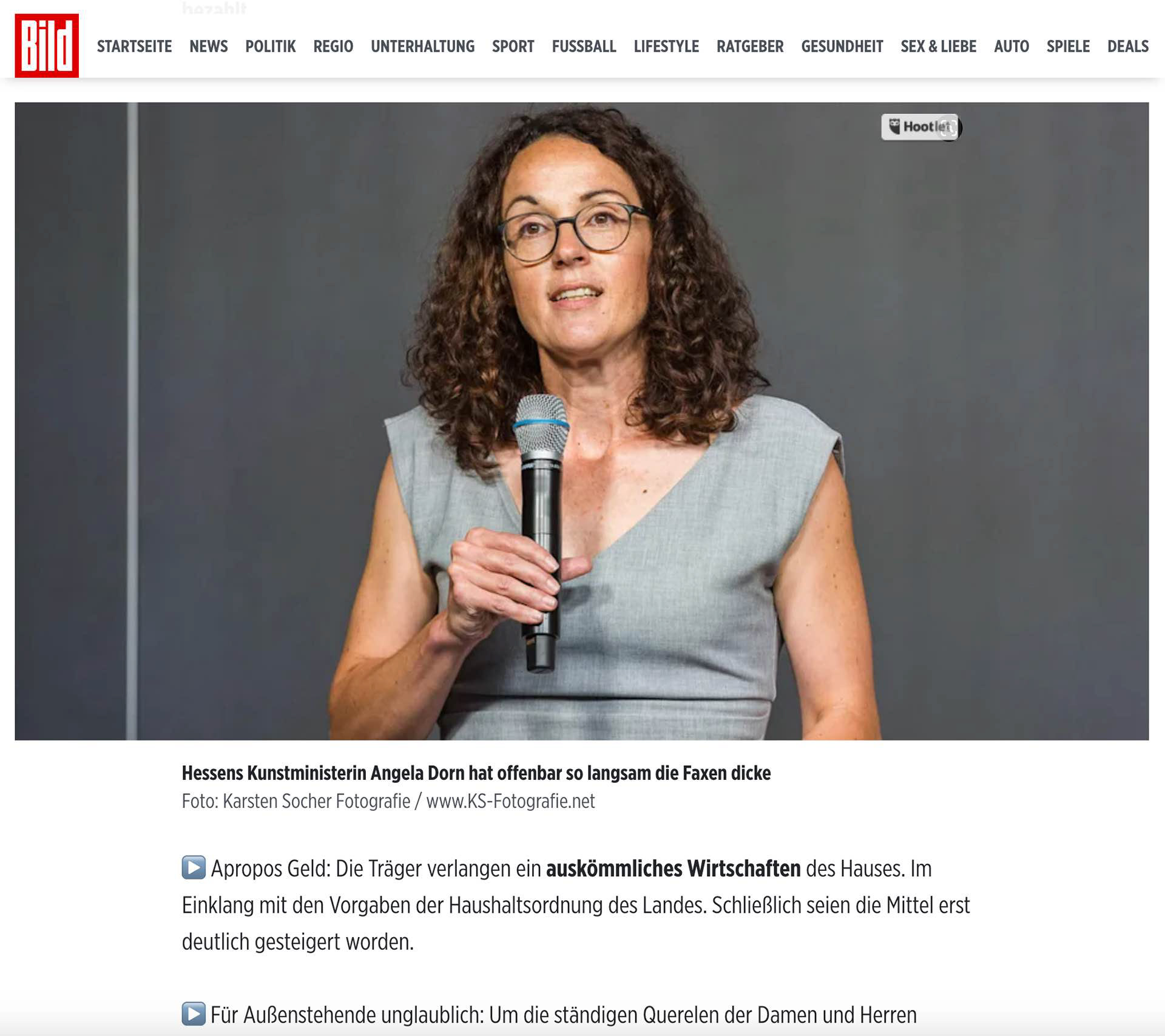 „Aufstand der Mitarbeiter: Tyrannen-Vorwurf gegen Staatstheater-Direktor”; BILD.de ; 15. September 2023; Foto