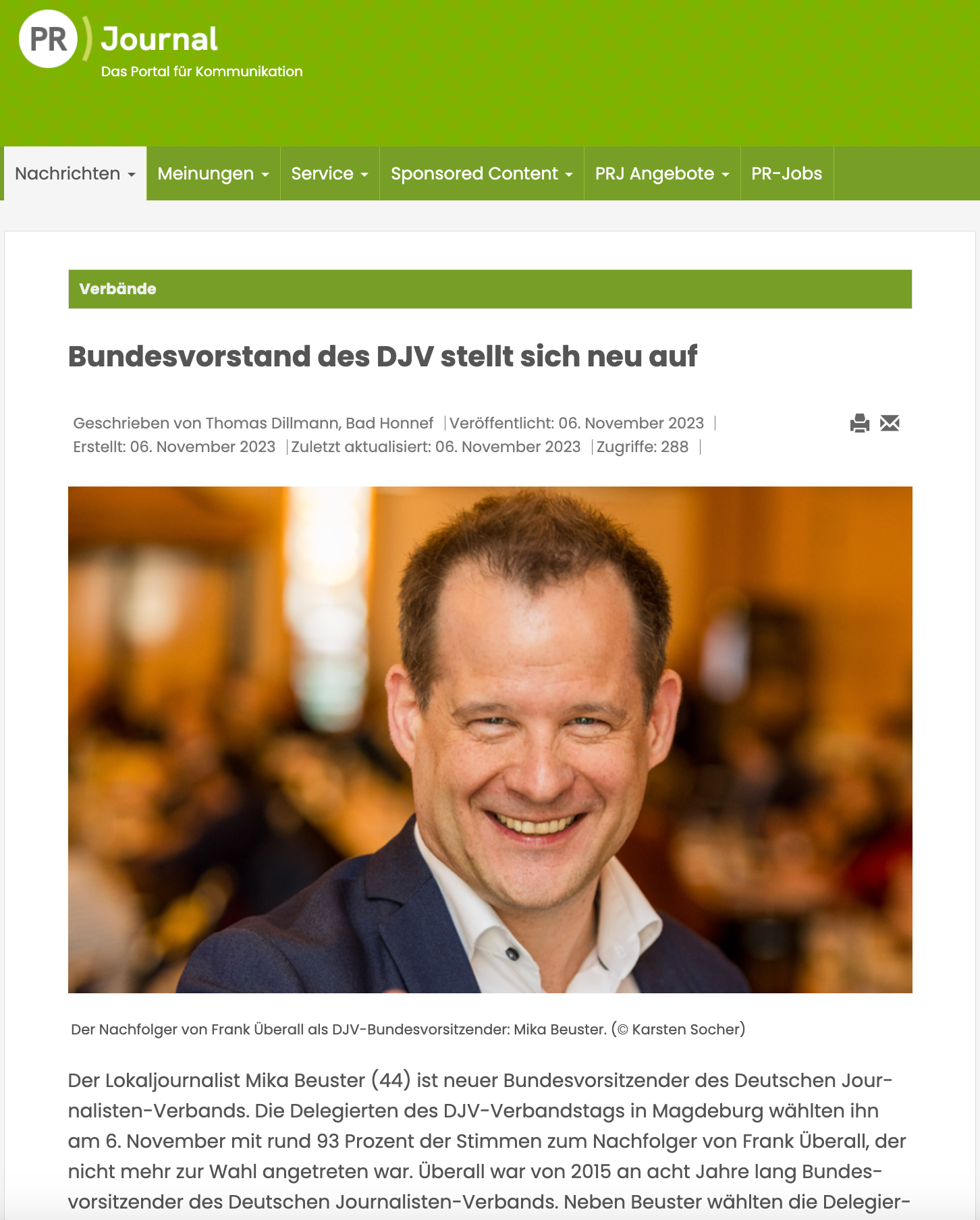 „Bundesvorstand des DJV stellt sich neu auf”; PR-Journal; 06. November 2023; Fotos