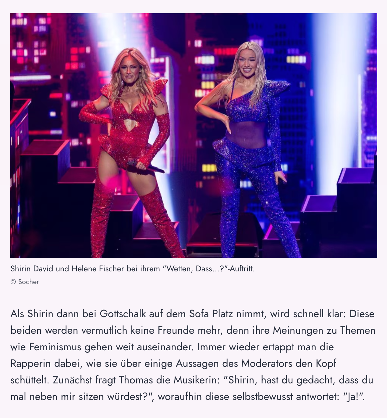 „SHIRIN DAVID: Heftiger Schlagabtausch mit Thomas Gottschalk bei "Wetten, dass..?"”; VIP.de; 26. November 2023; Foto