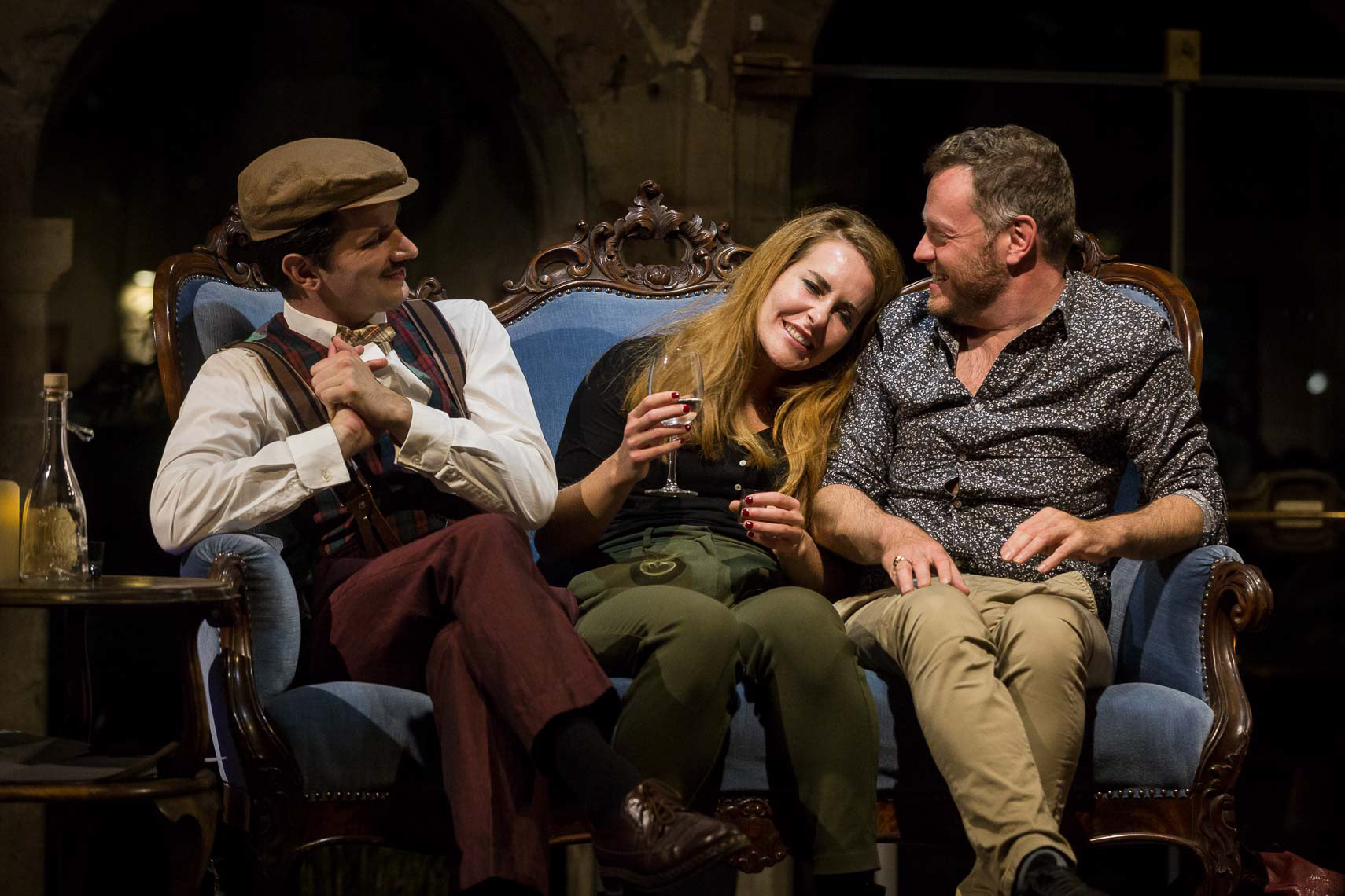 Gastgeber Dominic Alexander Mäcke mit Corinna Pohlmann und Roland Riebeling
