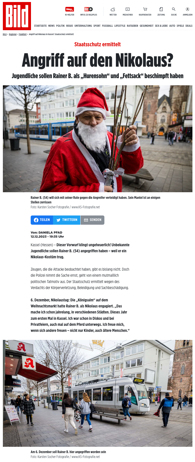 „Angriff auf den Nikolaus!”; BILD.de; 12. Dezember 2023; Fotos