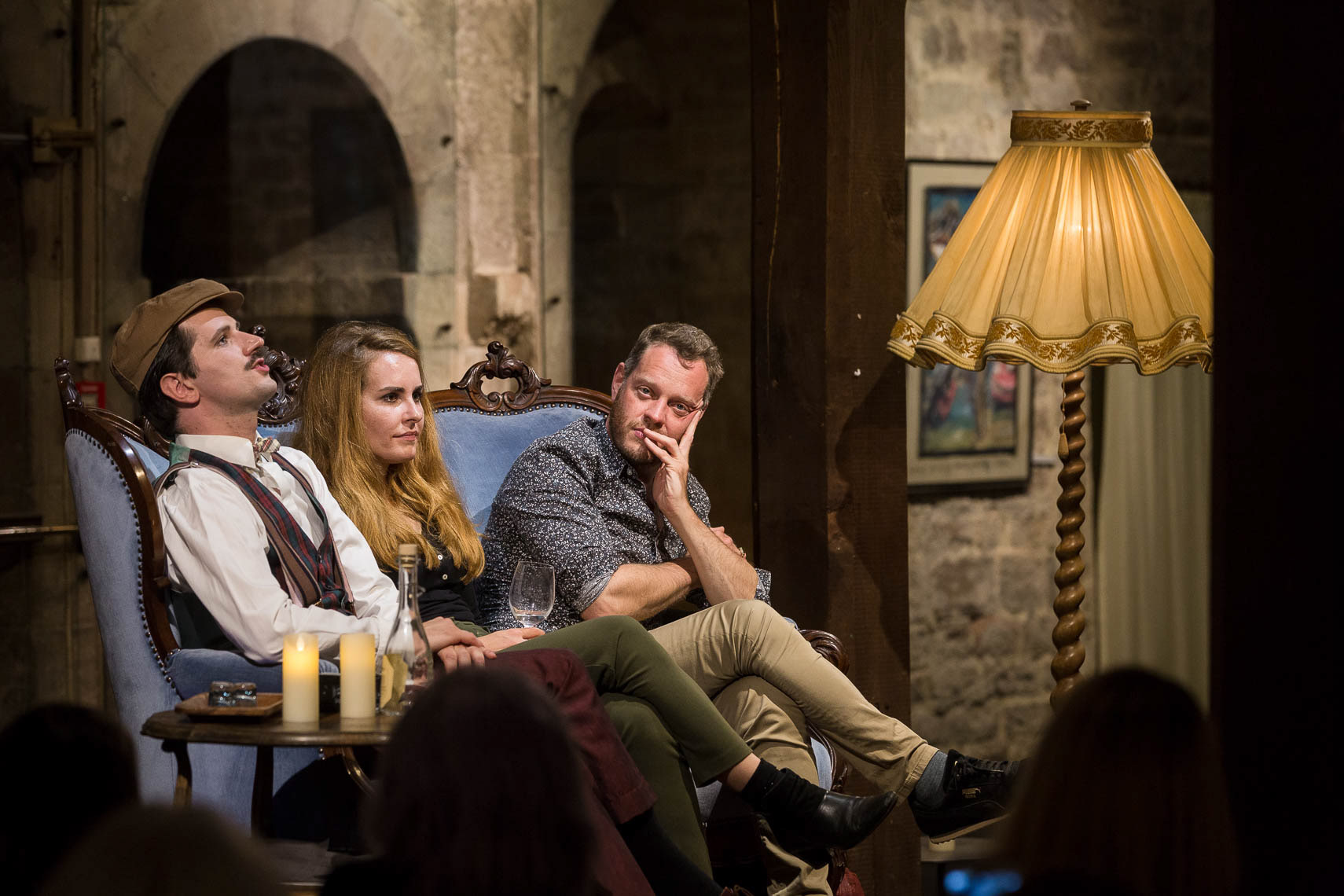 Gastgeber Dominic Alexander Mäcke mit Corinna Pohlmann und Roland Riebeling