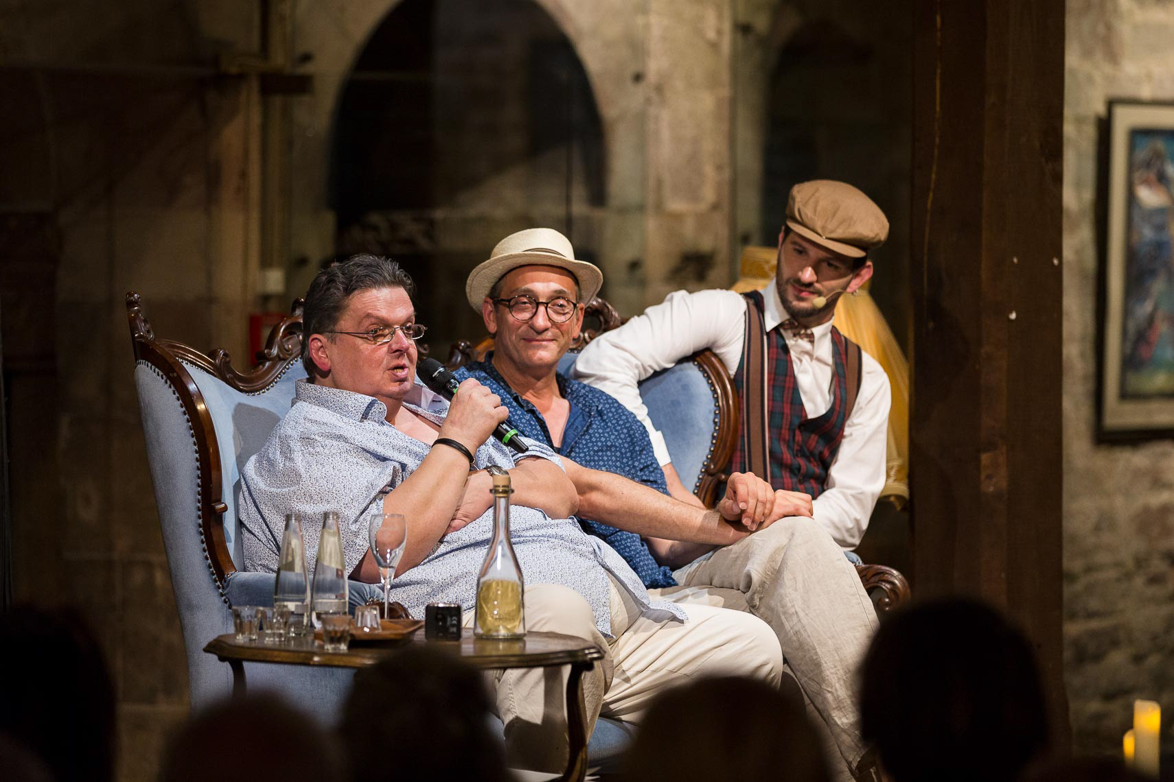 Günter Alt, Jürgen Hartmann und Gastgeber Dominic Mäcke