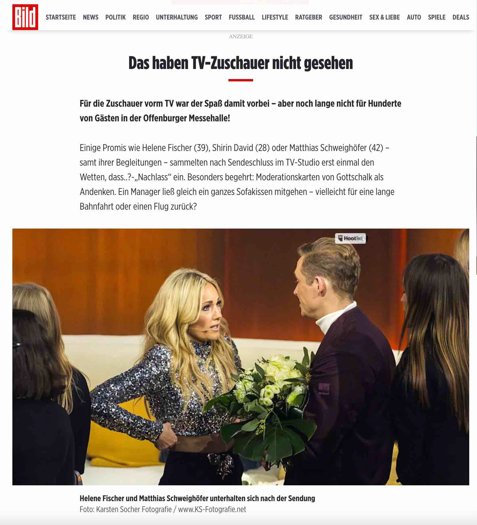„Thommys geheime Abschieds-Party: Nachts um halb 2 kam plötzlich Samuel Koch”; BILD.de; 26. November 2023; Foto
