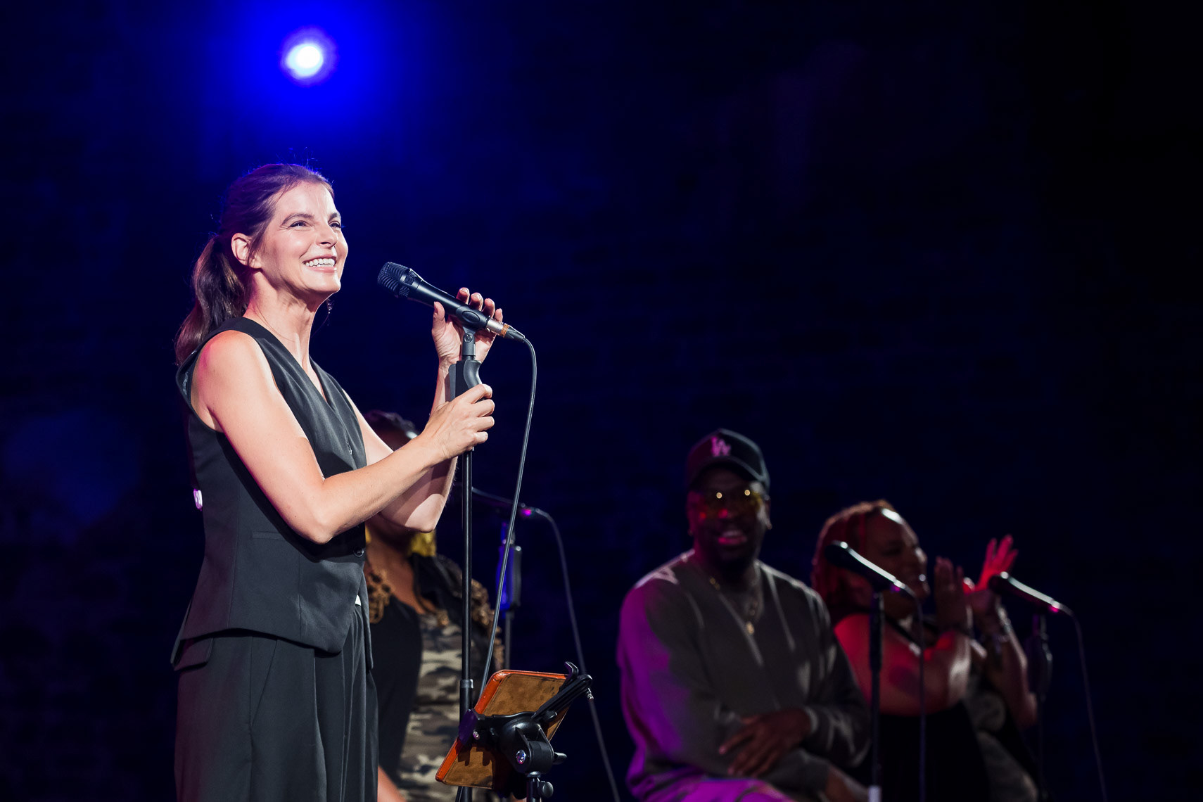 Yvonne Catterfeld während ihrer Tournee „Change” mit einem Auftritt im Rahmenprogramm der 72. Bad Hersfelder Festspiele am 17. August 2023 in der Stiftsruine Bad Hersfeld / Hessen / Deutschland