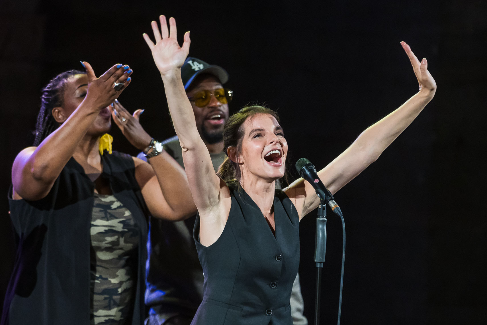 Yvonne Catterfeld während ihrer Tournee „Change” mit einem Auftritt im Rahmenprogramm der 72. Bad Hersfelder Festspiele am 17. August 2023 in der Stiftsruine Bad Hersfeld / Hessen / Deutschland