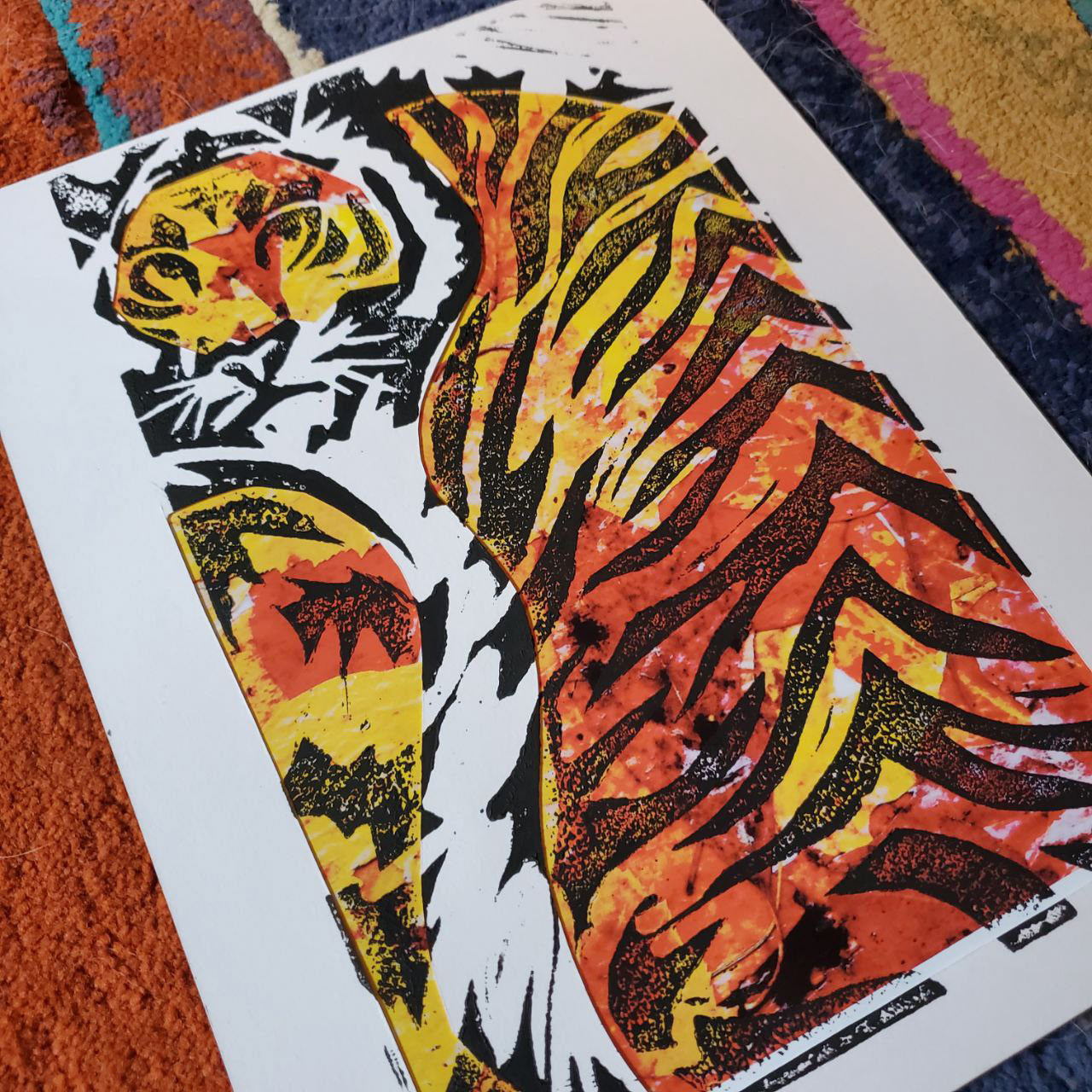 "Foliage Tiger" Linocut Print