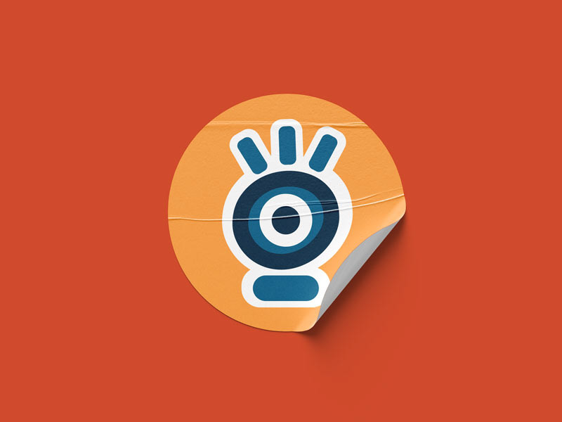 Yellow circular sticker with logo submark