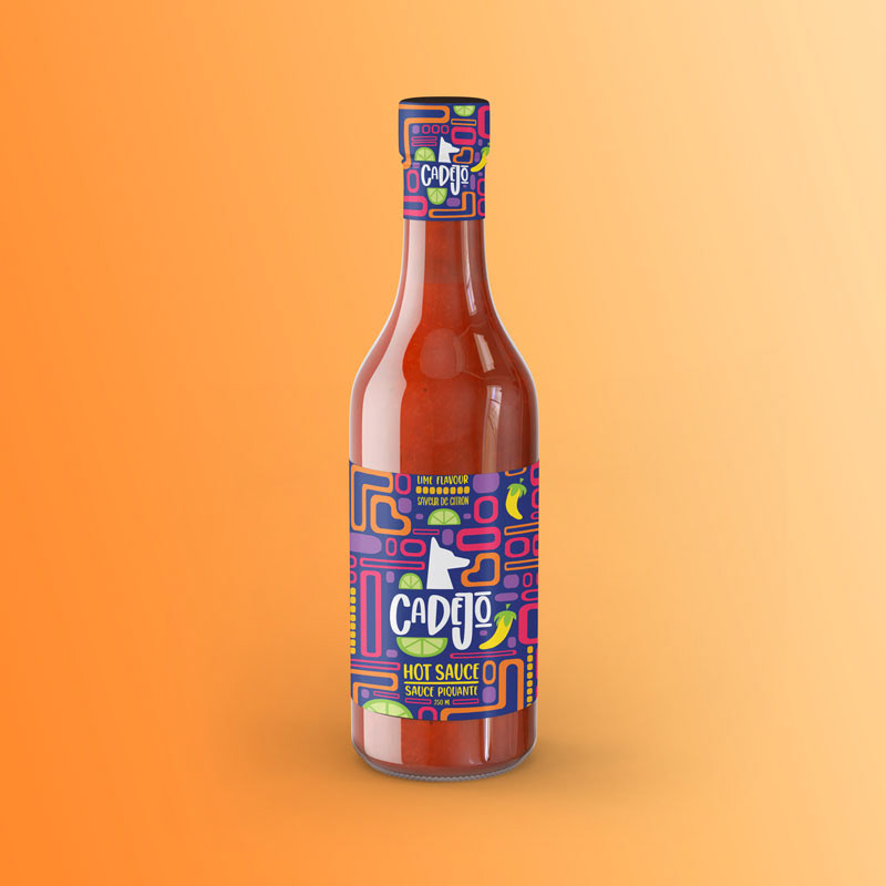 Hot bottle mockup with the label design
