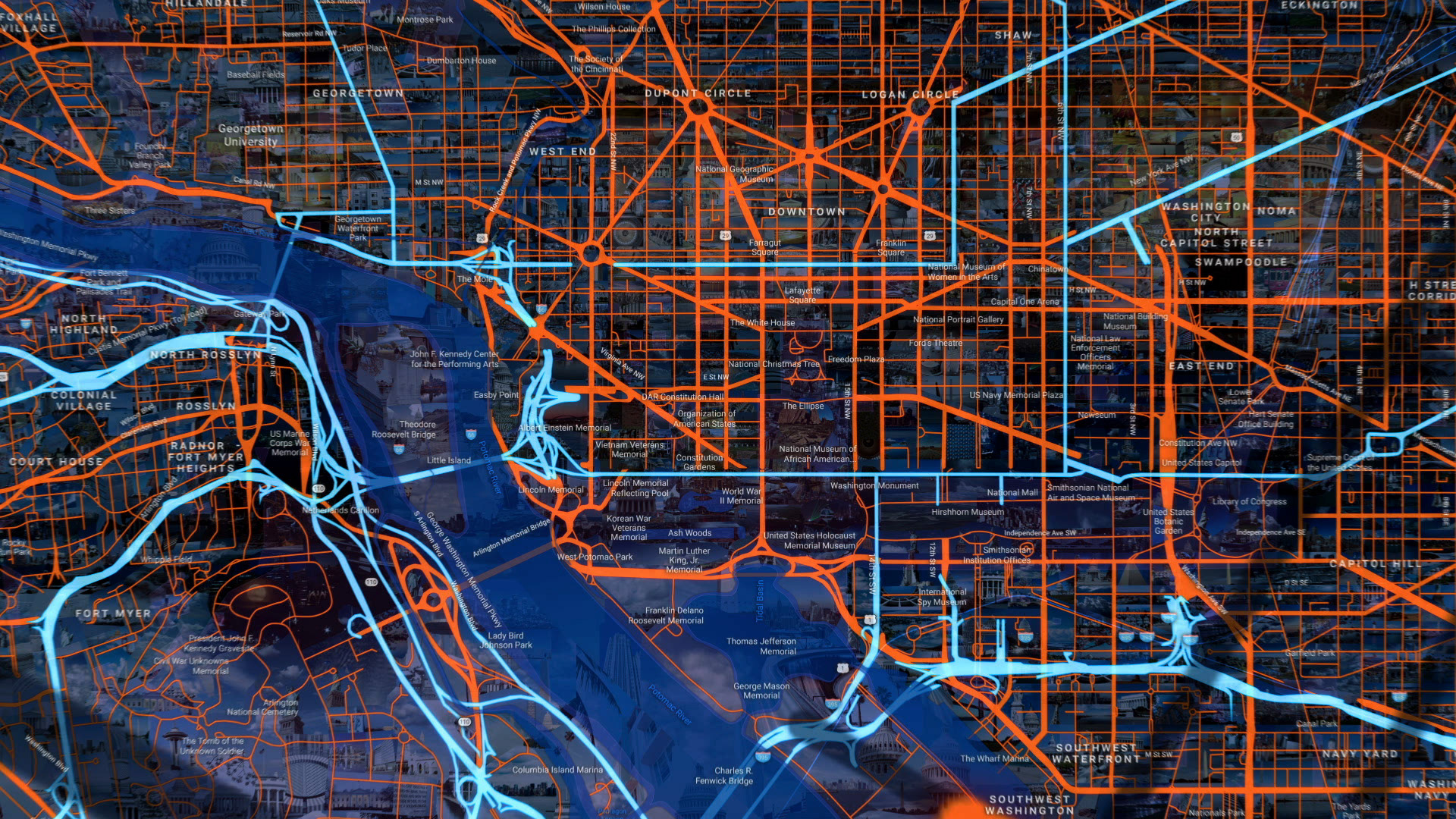 Digital map-based mosaic of Washington for TV video
