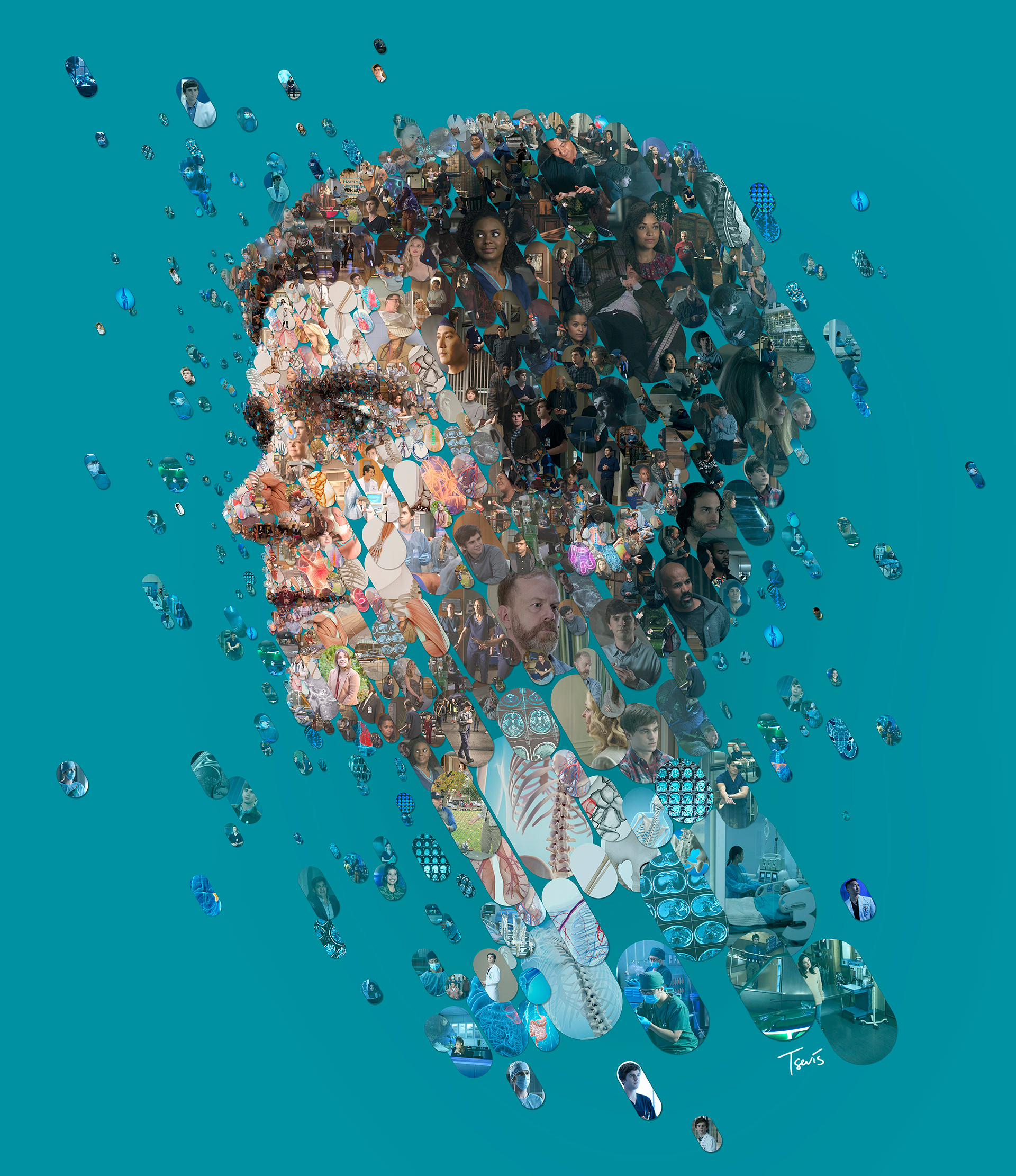 Freddie Highmore's portrait as a Good Doctor television series, TV illustration