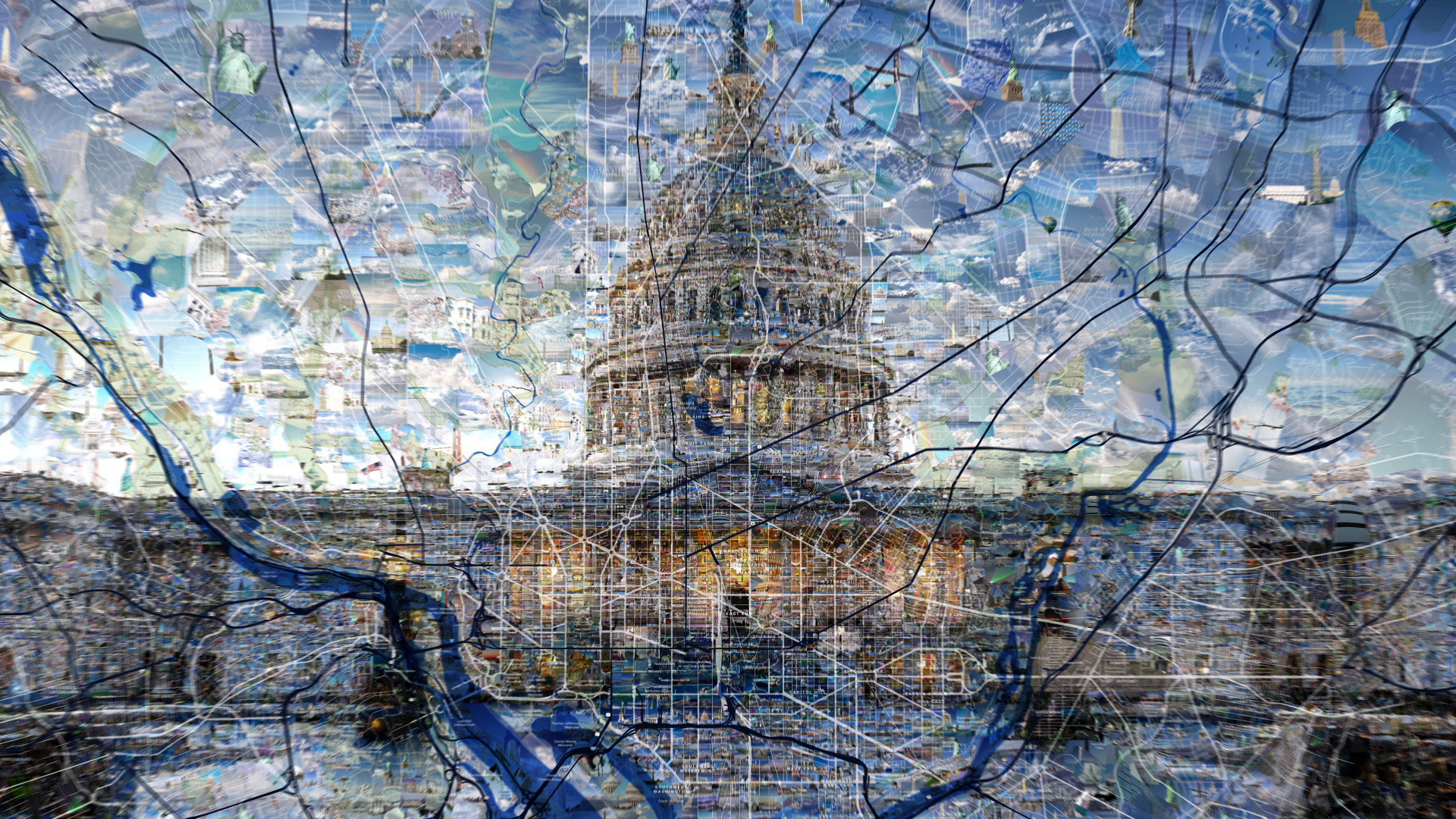 White house mosaic artwork based on the real map for Global television channel video