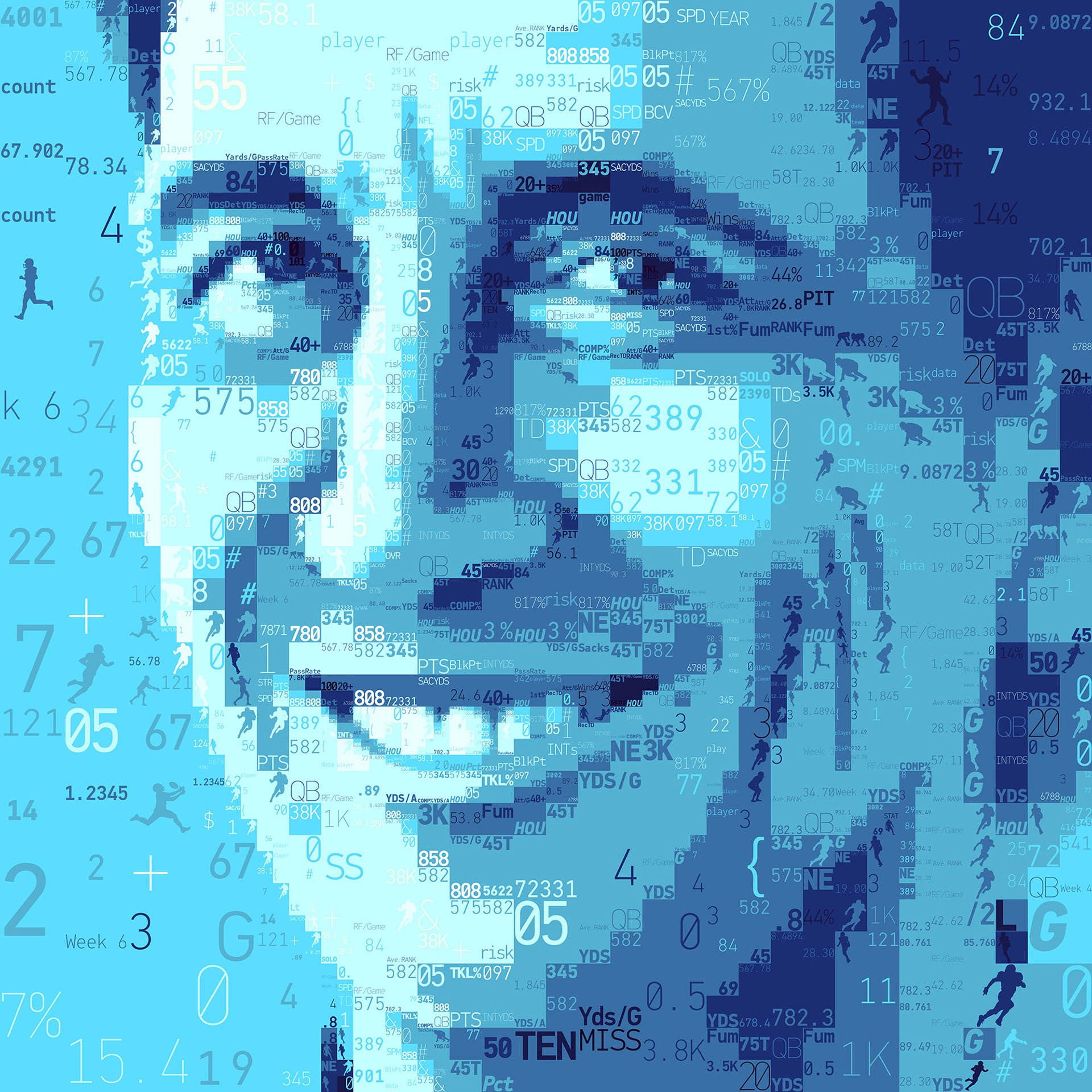 Collinsworth's digital mosaic portrait, editorial illustration