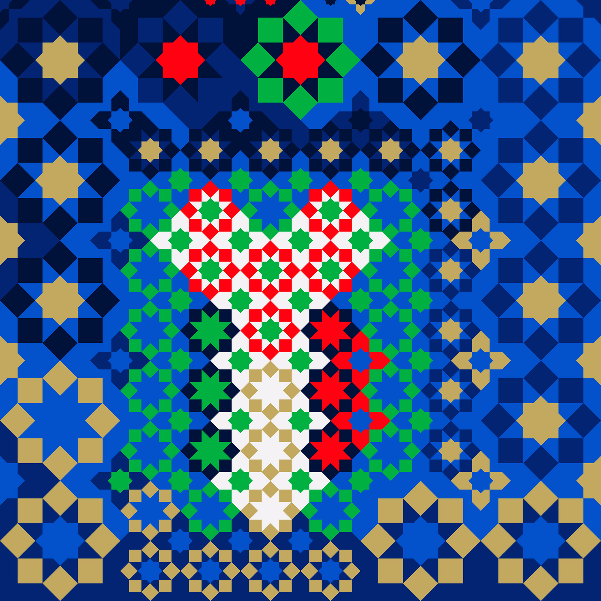 Sports illustration blending football and Arabesque designs Global sports event