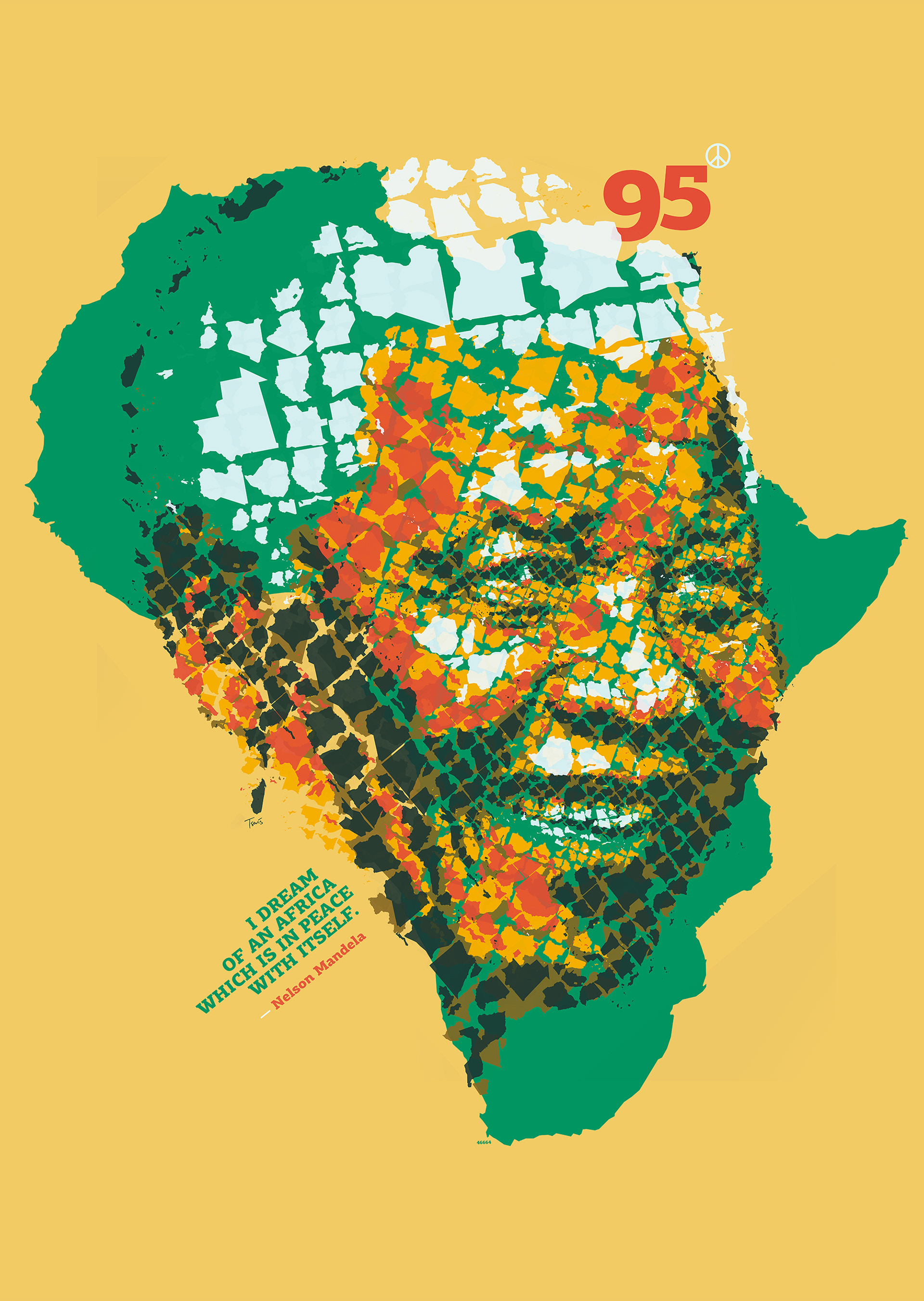 Nelson Mandela portrait of Africa, digital mosaic art